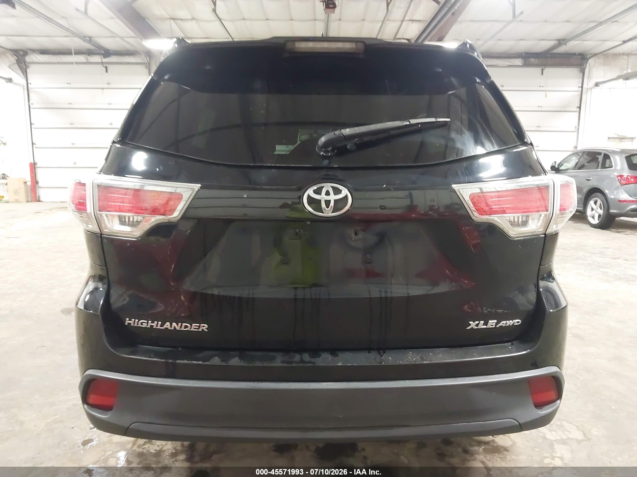 2015 Toyota Highlander Xle V6 Black vin: 5TDJKRFH4FS090629