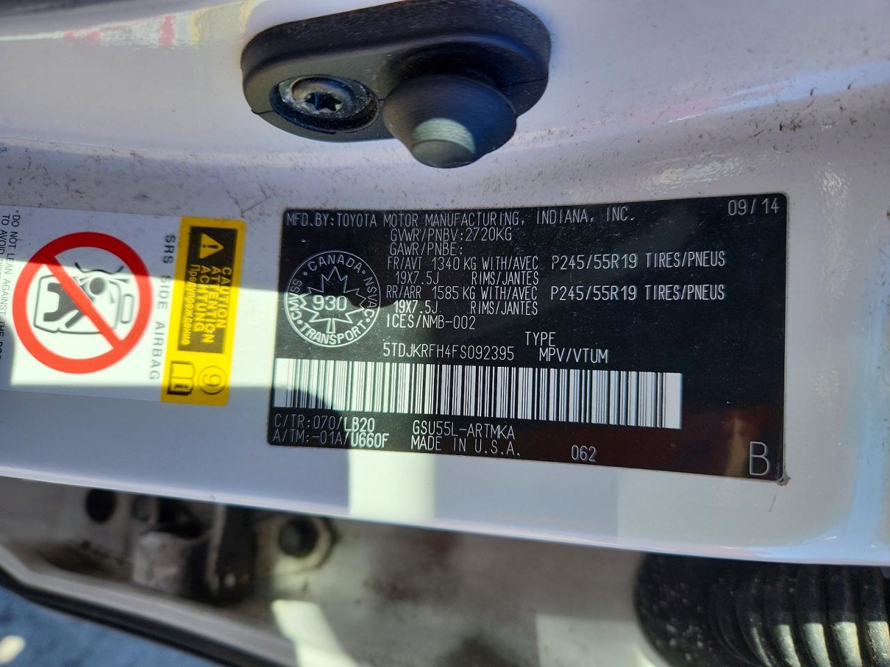 2015 Toyota Highlander Xle White vin: 5TDJKRFH4FS092395