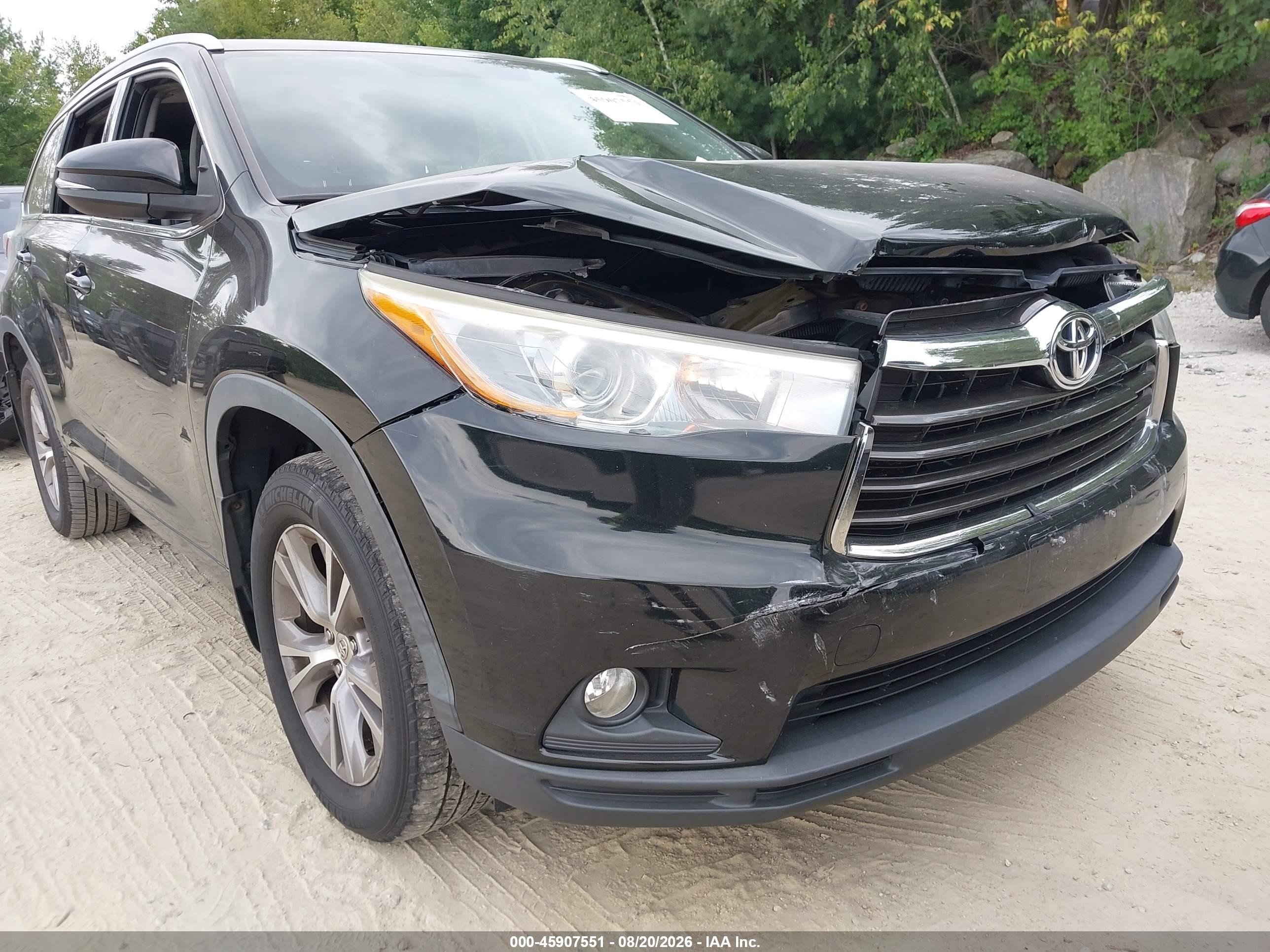 2015 Toyota Highlander Xle V6 Black vin: 5TDJKRFH4FS120664