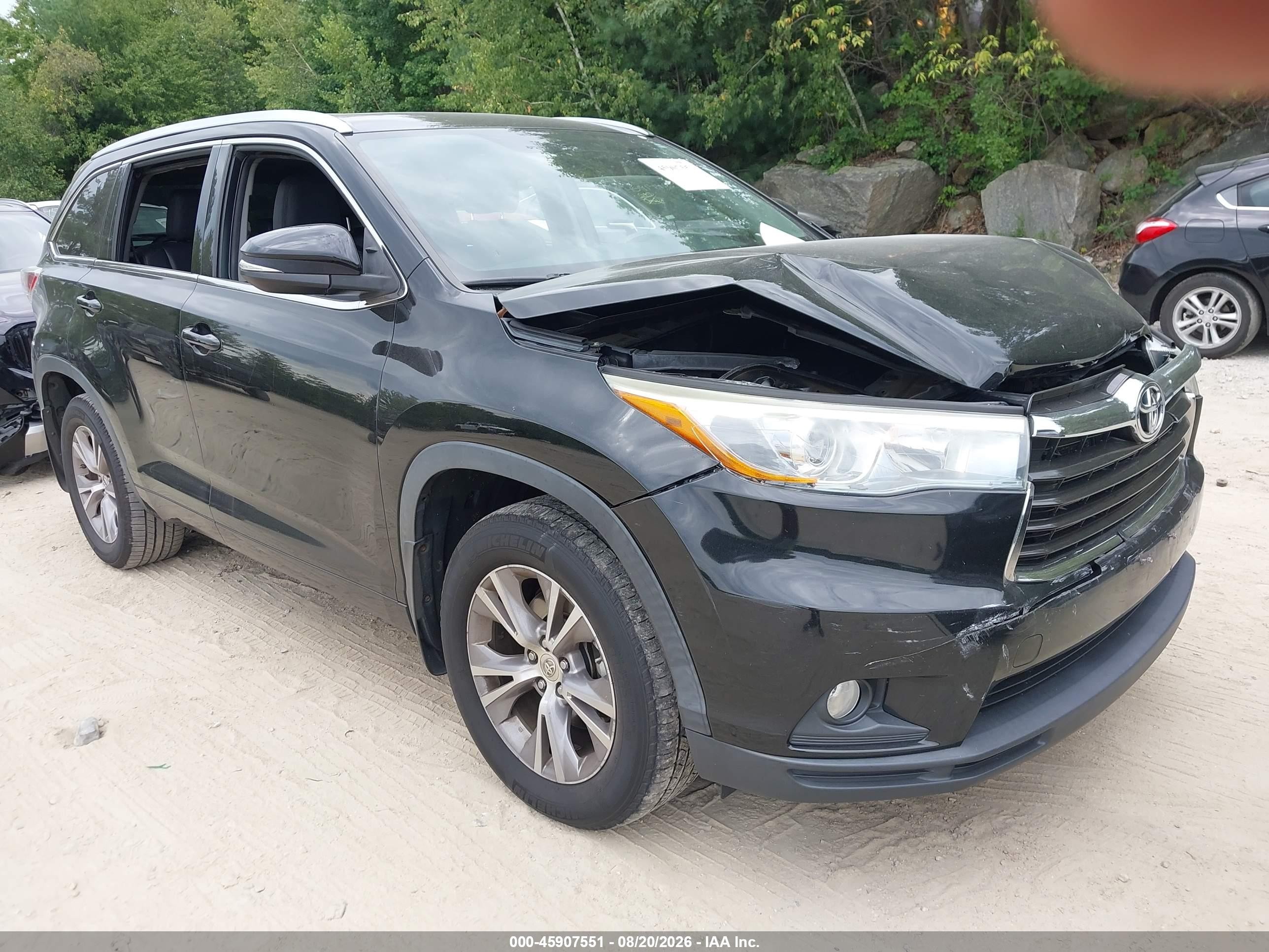 2015 Toyota Highlander Xle V6 Black vin: 5TDJKRFH4FS120664
