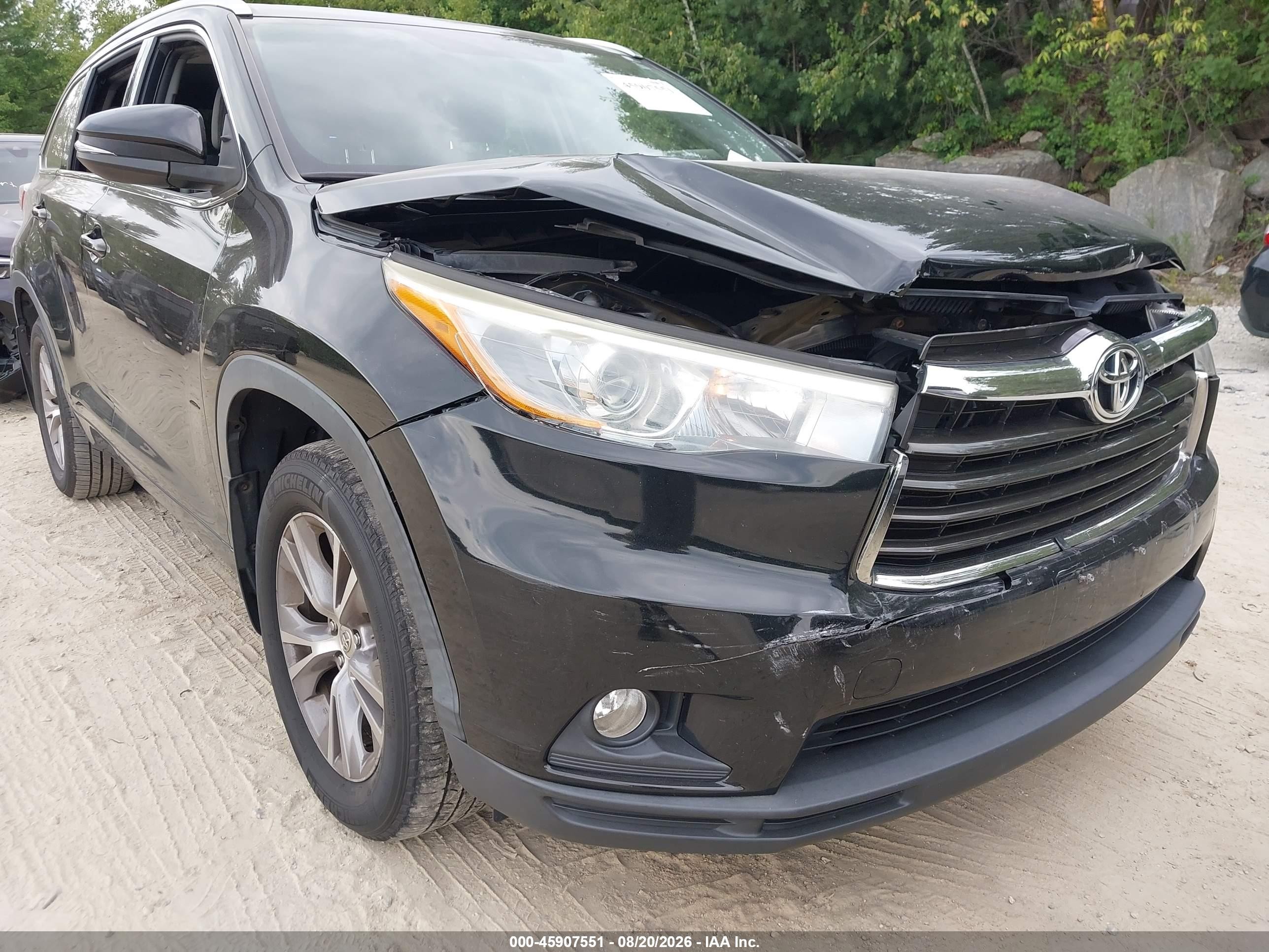 2015 Toyota Highlander Xle V6 Black vin: 5TDJKRFH4FS120664