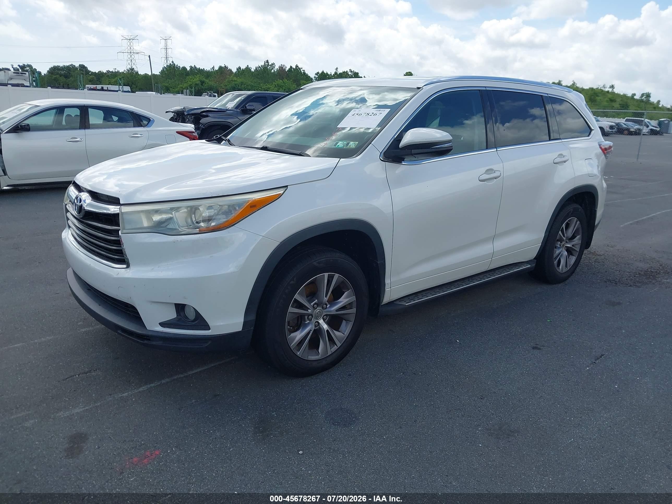 2015 Toyota Highlander Xle V6 White vin: 5TDJKRFH4FS181870