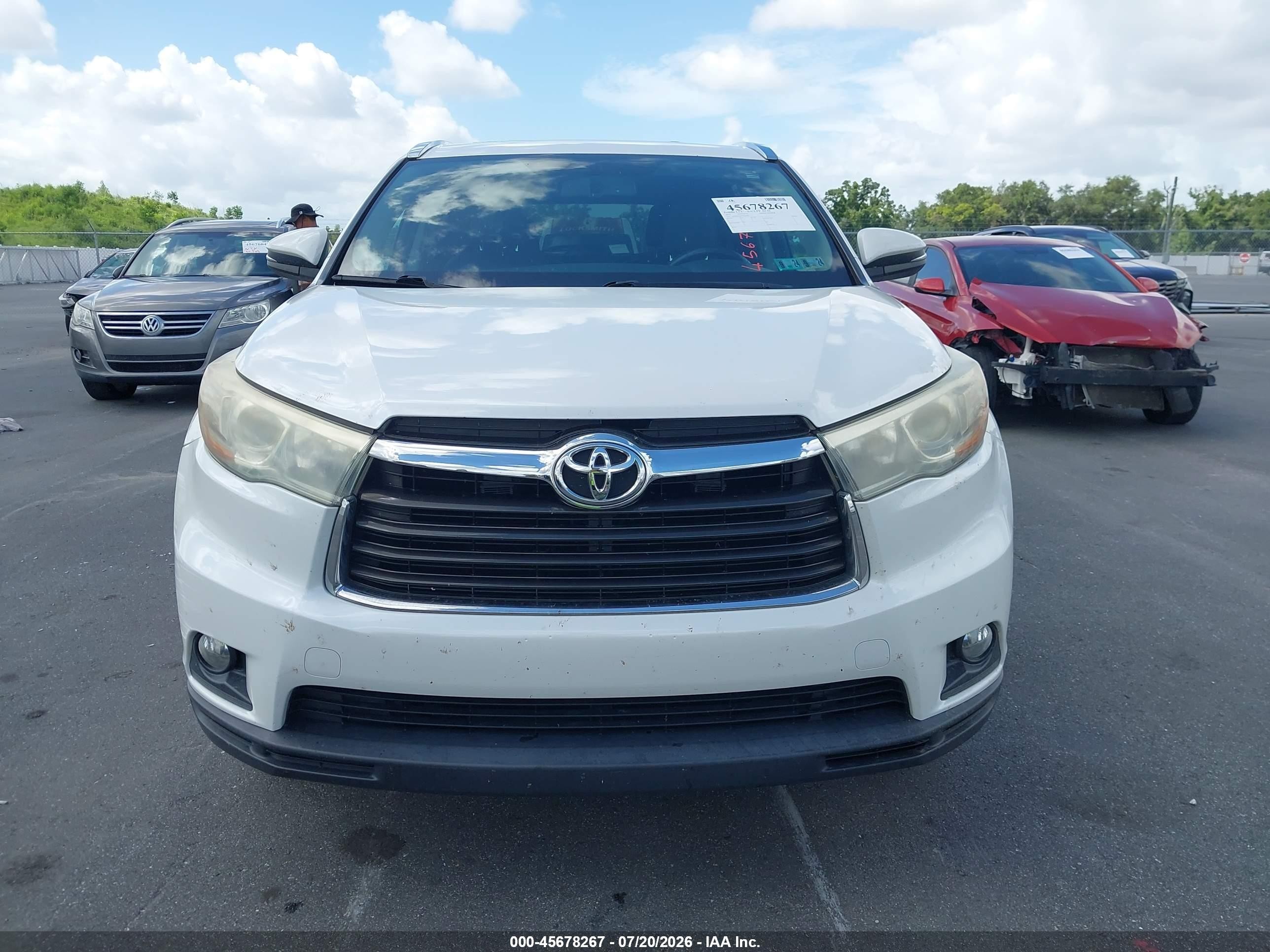2015 Toyota Highlander Xle V6 White vin: 5TDJKRFH4FS181870