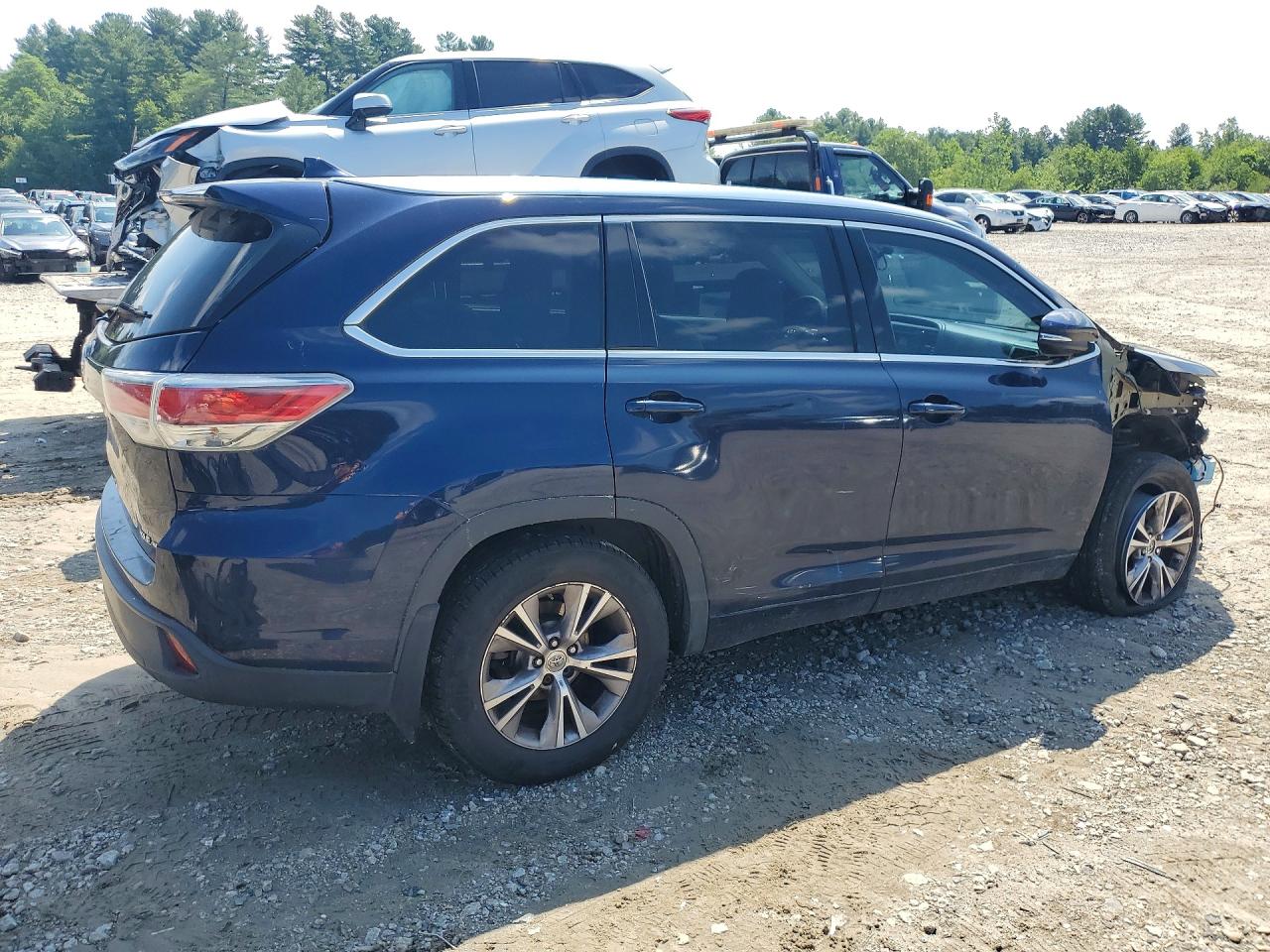 2014 Toyota Highlander Xle Blue vin: 5TDJKRFH5ES065334