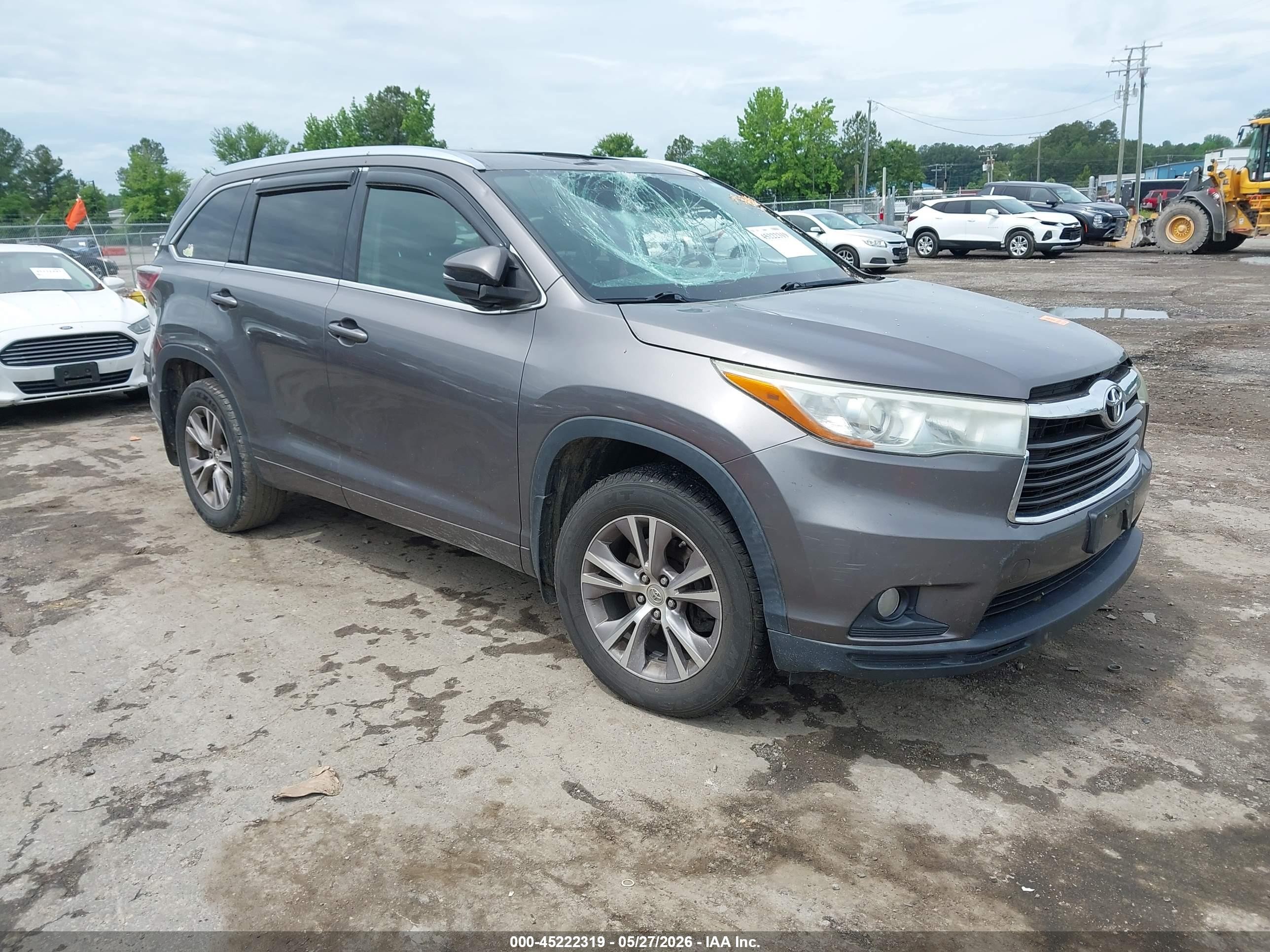 2015 Toyota Highlander Xle V6 Gray vin: 5TDJKRFH5FS095189