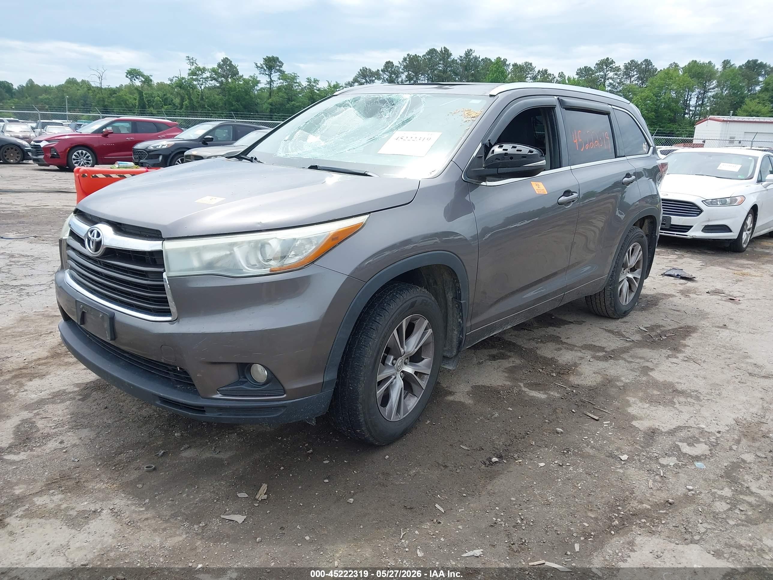 2015 Toyota Highlander Xle V6 Серый vin: 5TDJKRFH5FS095189
