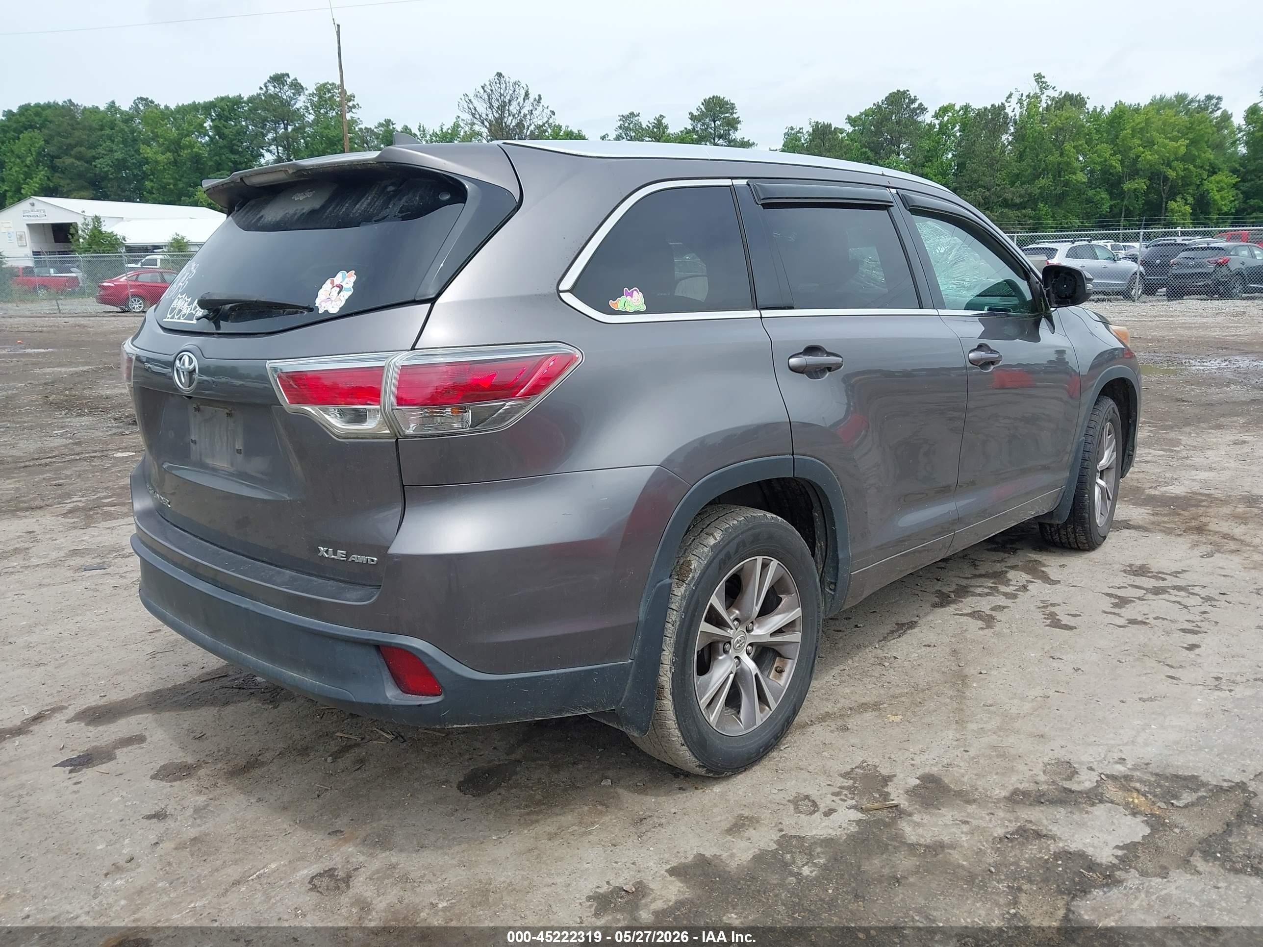 2015 Toyota Highlander Xle V6 Серый vin: 5TDJKRFH5FS095189