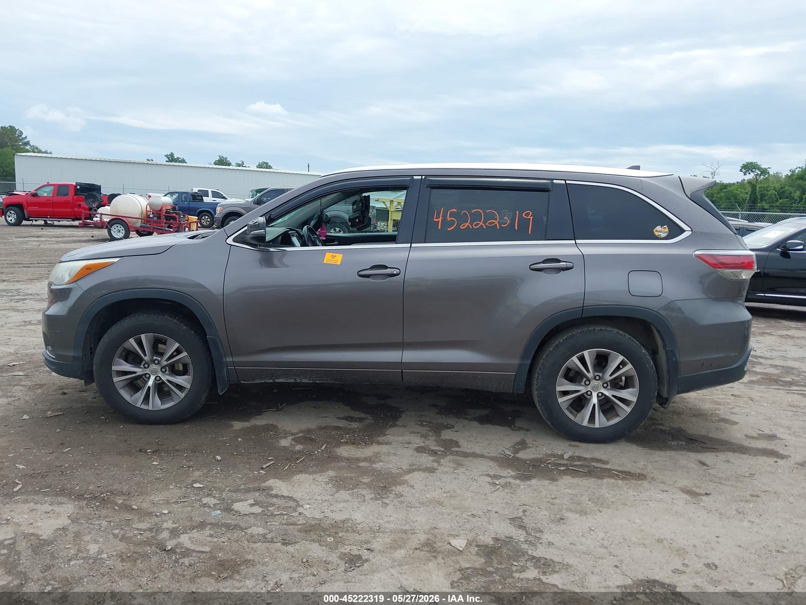 2015 Toyota Highlander Xle V6 Серый vin: 5TDJKRFH5FS095189