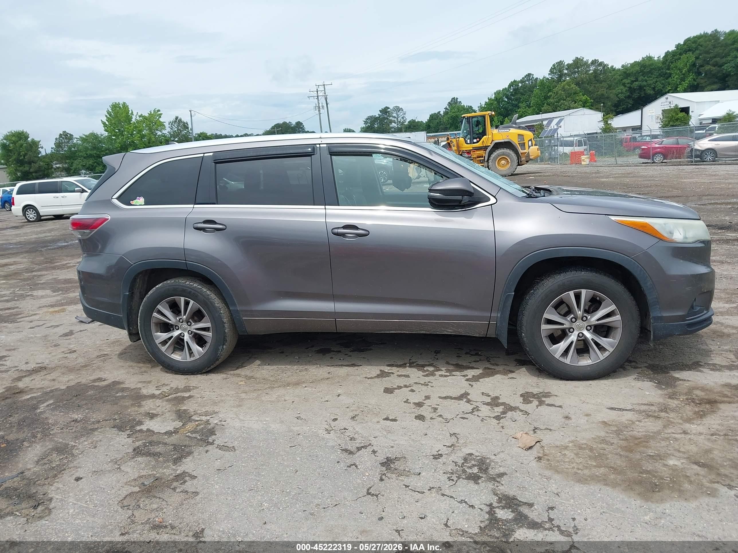 2015 Toyota Highlander Xle V6 Серый vin: 5TDJKRFH5FS095189
