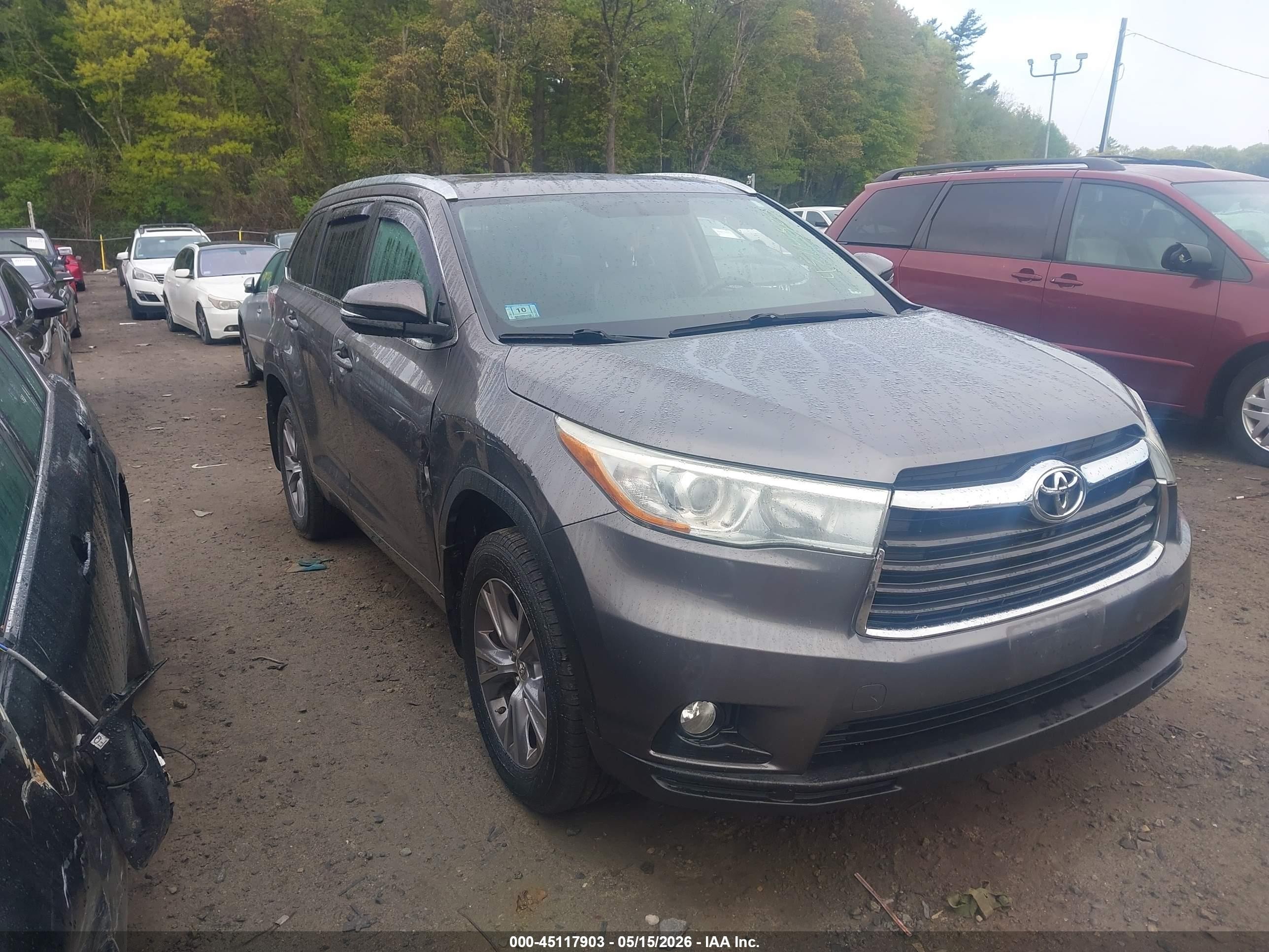 2015 Toyota Highlander Xle V6 Gray vin: 5TDJKRFH5FS101475