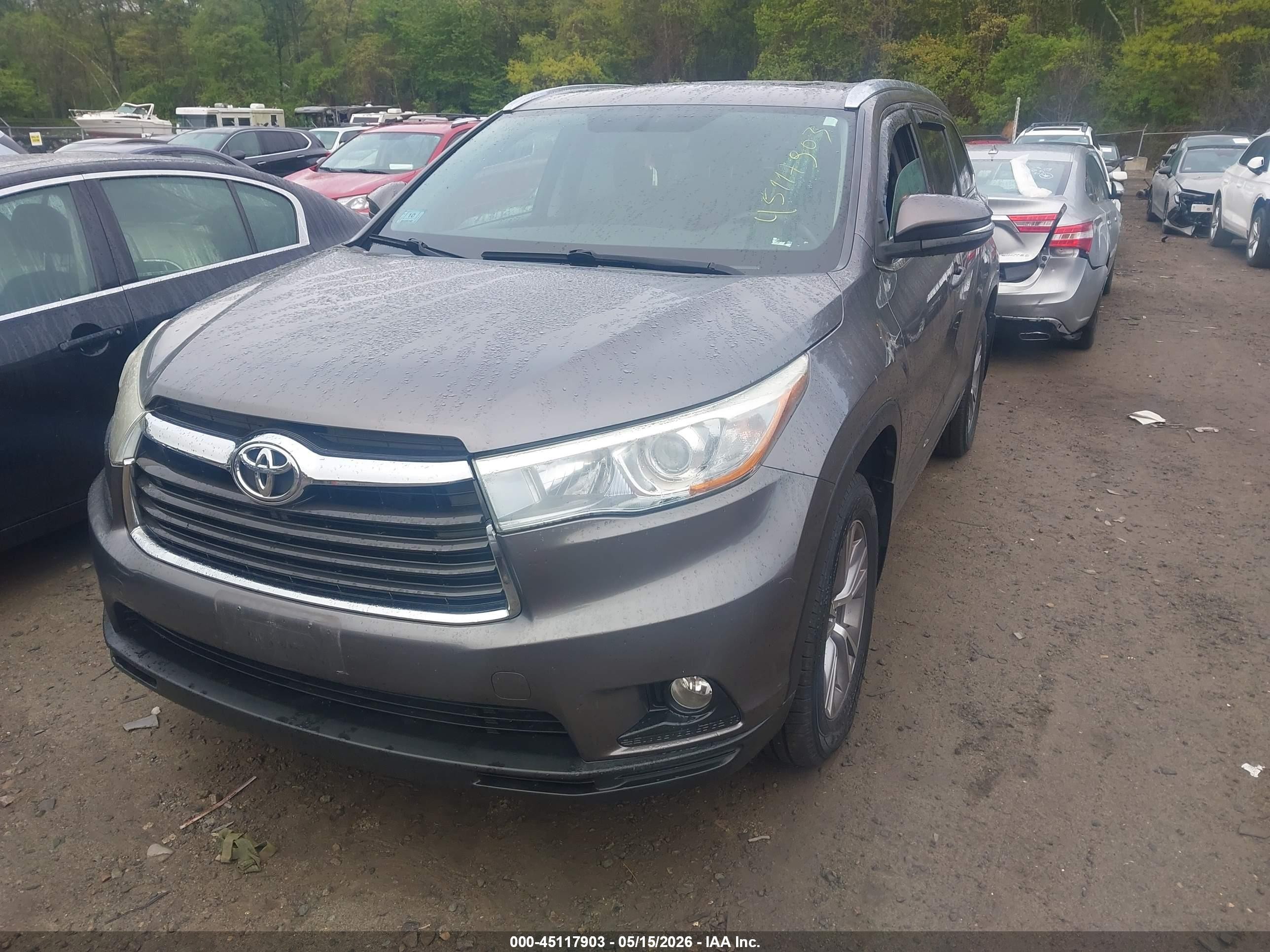 2015 Toyota Highlander Xle V6 Серый vin: 5TDJKRFH5FS101475