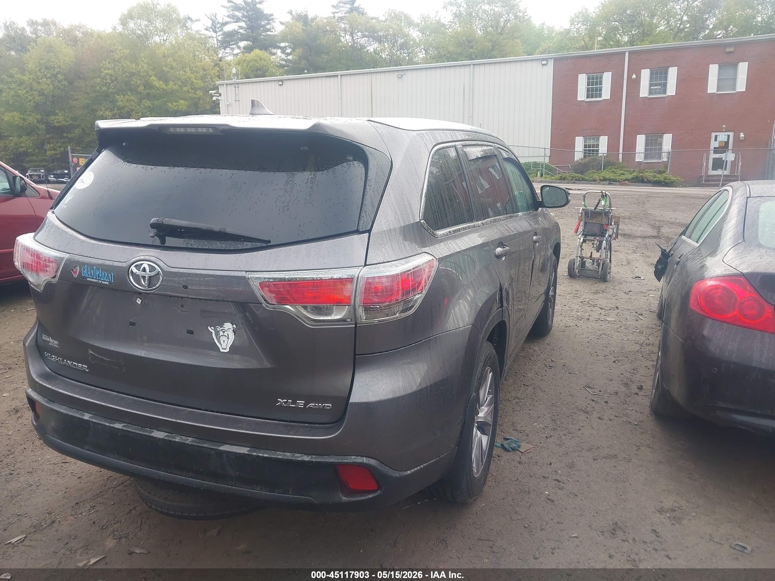 2015 Toyota Highlander Xle V6 Серый vin: 5TDJKRFH5FS101475