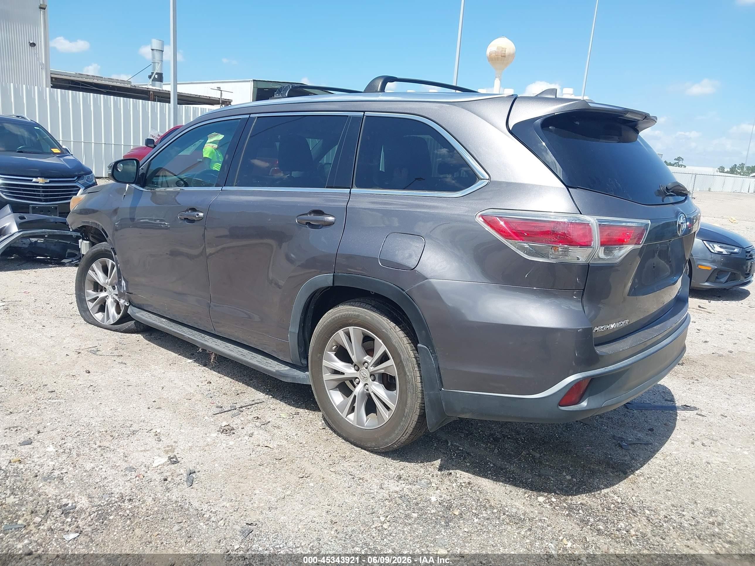 2015 Toyota Highlander Xle V6 Gray vin: 5TDJKRFH5FS208574