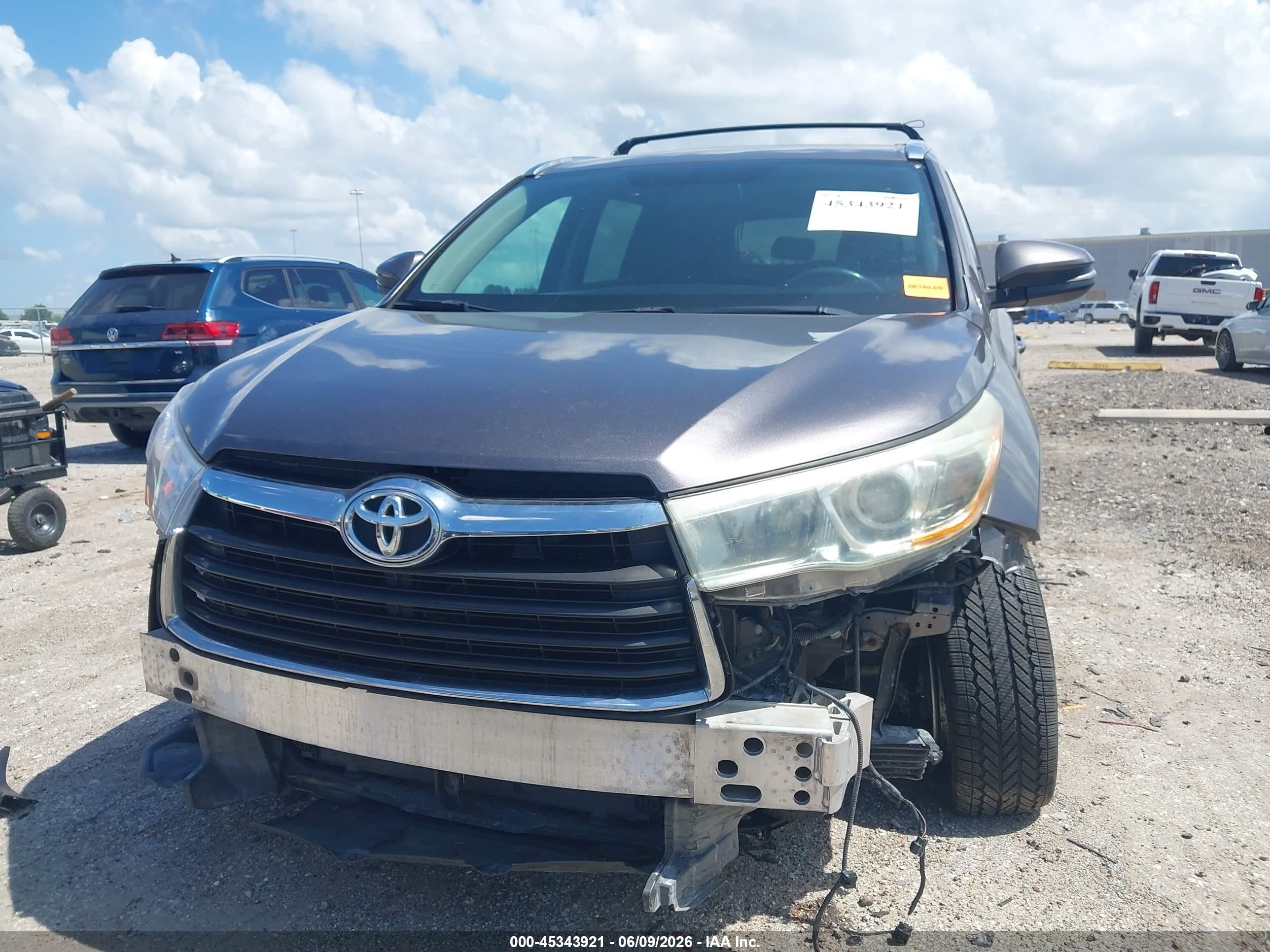 2015 Toyota Highlander Xle V6 Gray vin: 5TDJKRFH5FS208574