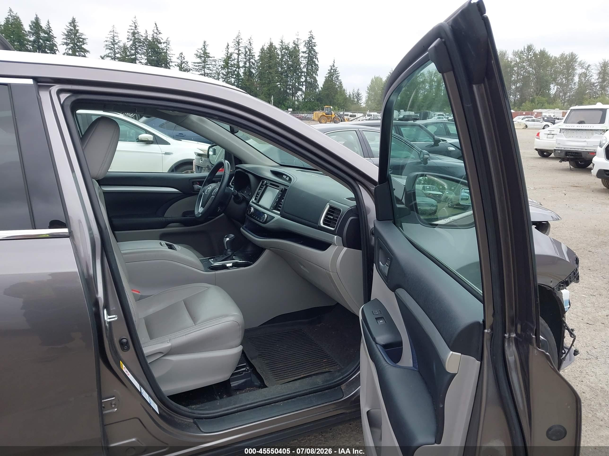 2015 Toyota Highlander Xle V6 Gray vin: 5TDJKRFH5FS211734