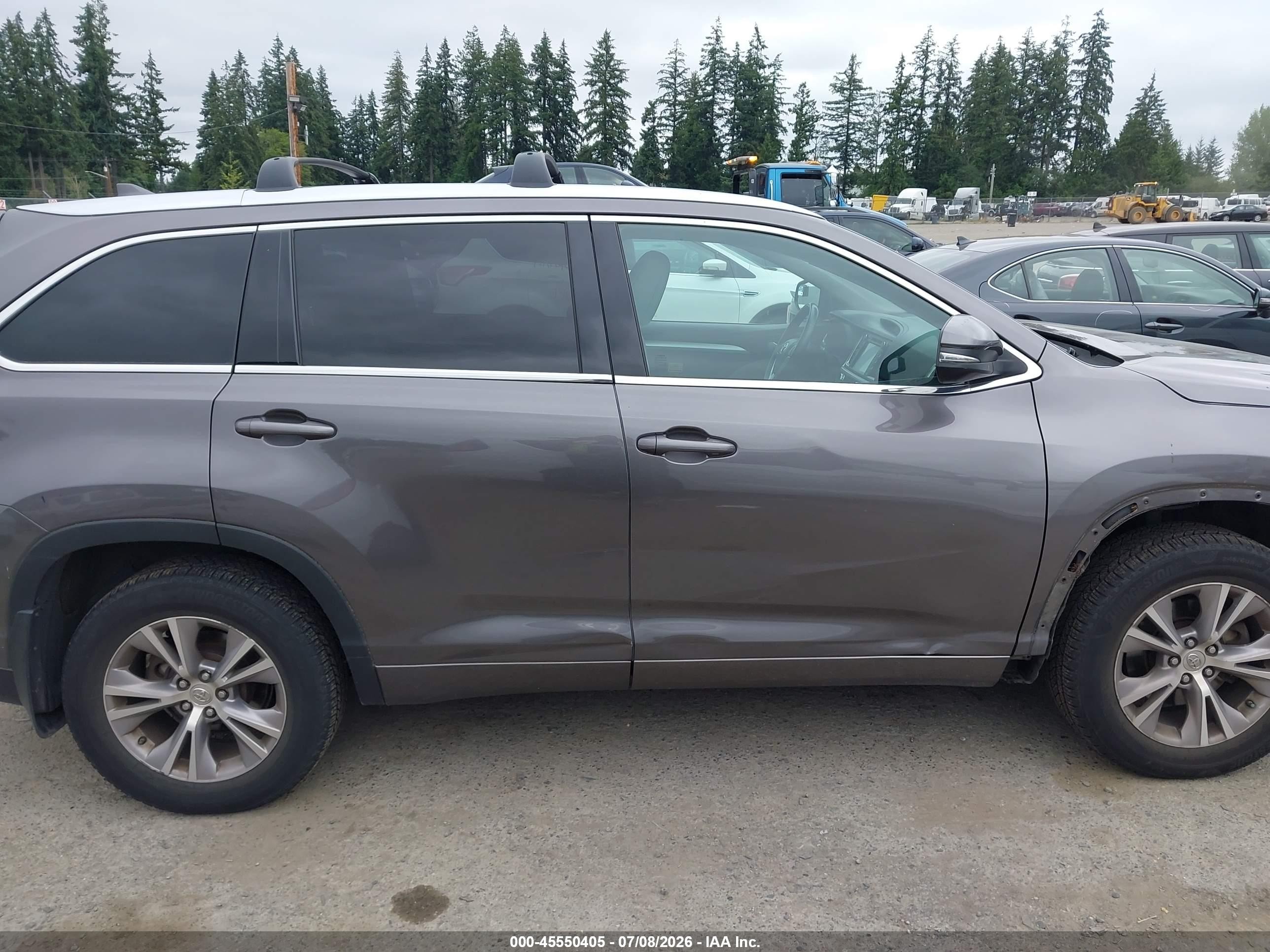 2015 Toyota Highlander Xle V6 Gray vin: 5TDJKRFH5FS211734