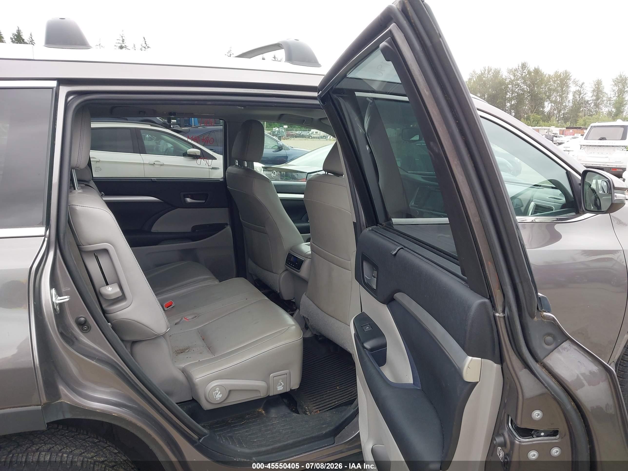 2015 Toyota Highlander Xle V6 Gray vin: 5TDJKRFH5FS211734