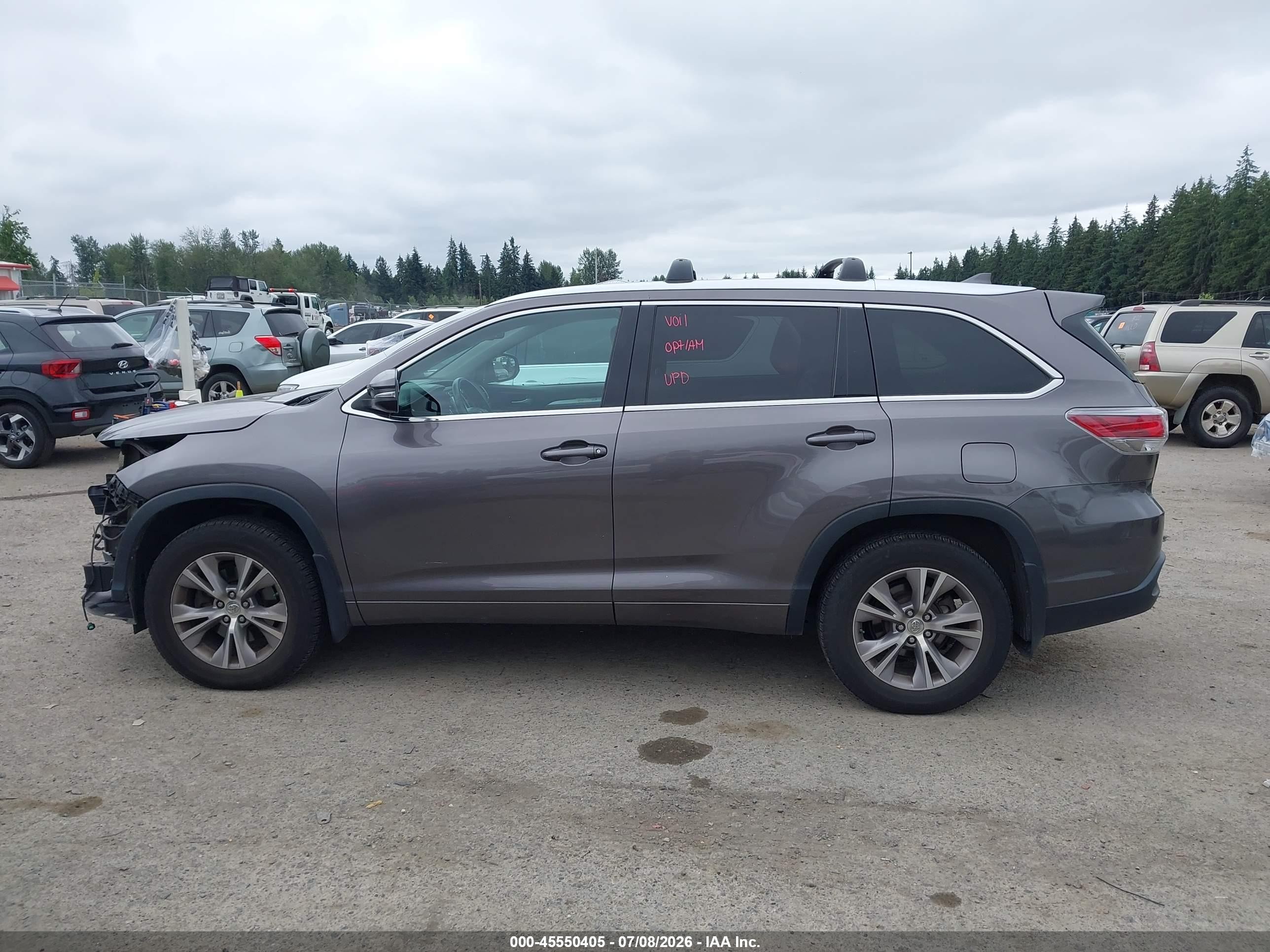 2015 Toyota Highlander Xle V6 Gray vin: 5TDJKRFH5FS211734