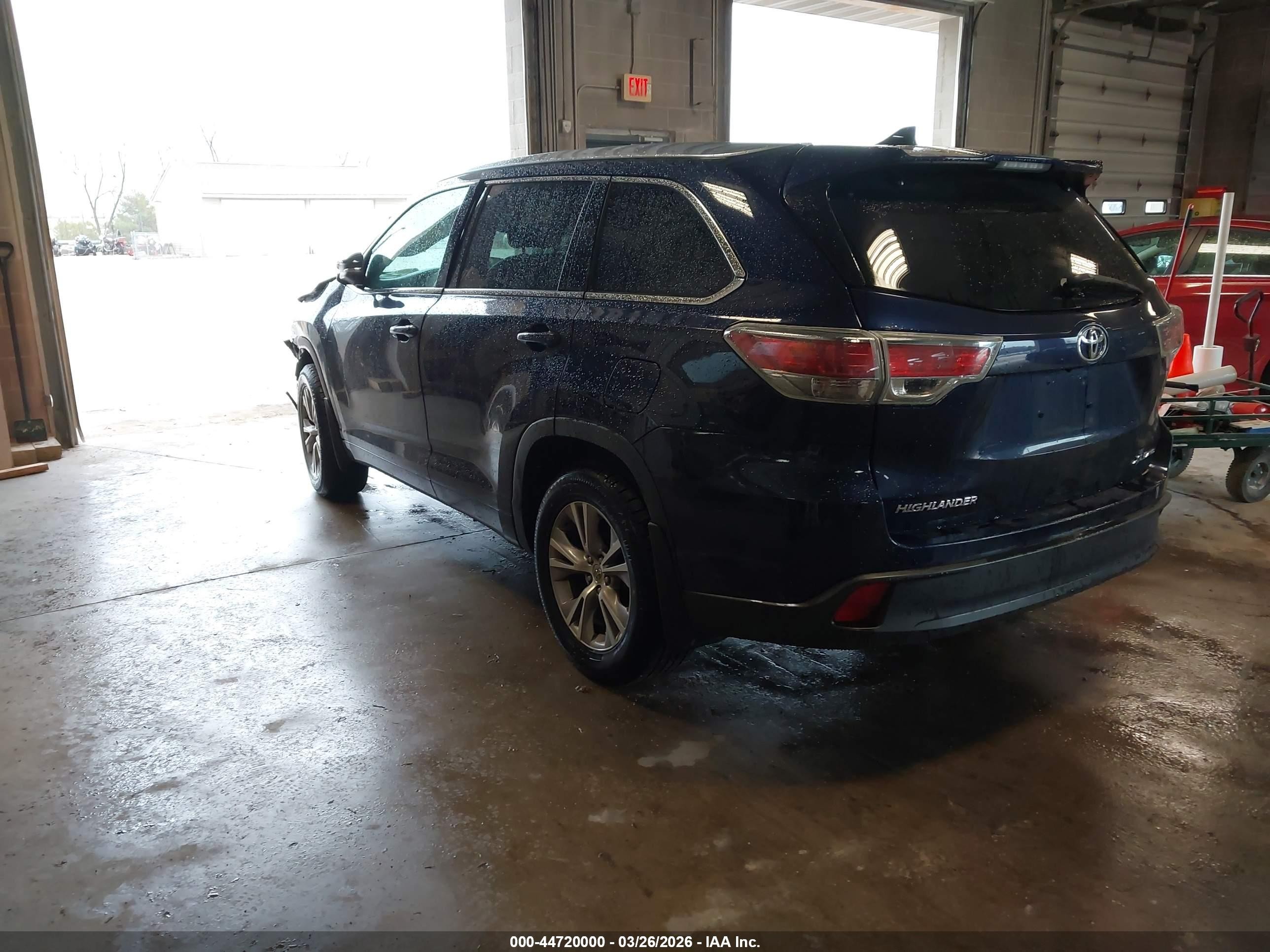 2015 Toyota Highlander Xle V6 Dark Blue vin: 5TDJKRFH6FS186925