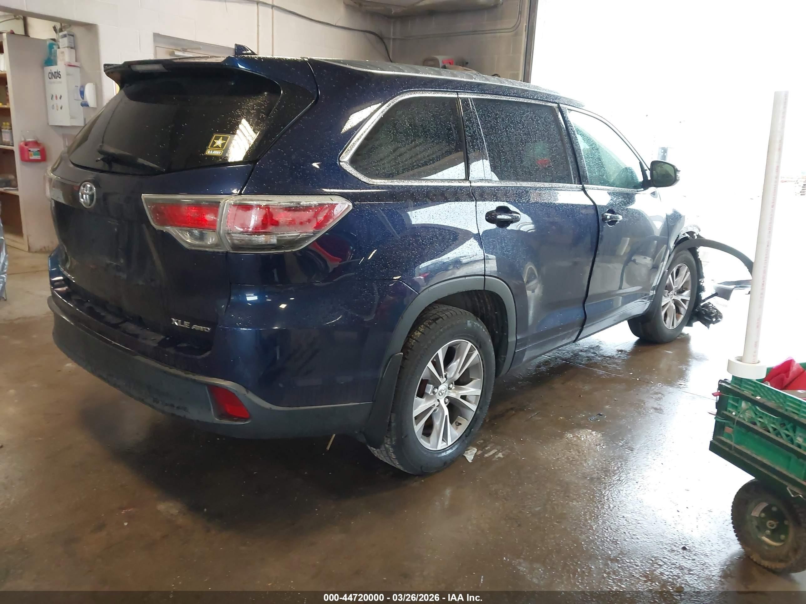 2015 Toyota Highlander Xle V6 Dark Blue vin: 5TDJKRFH6FS186925