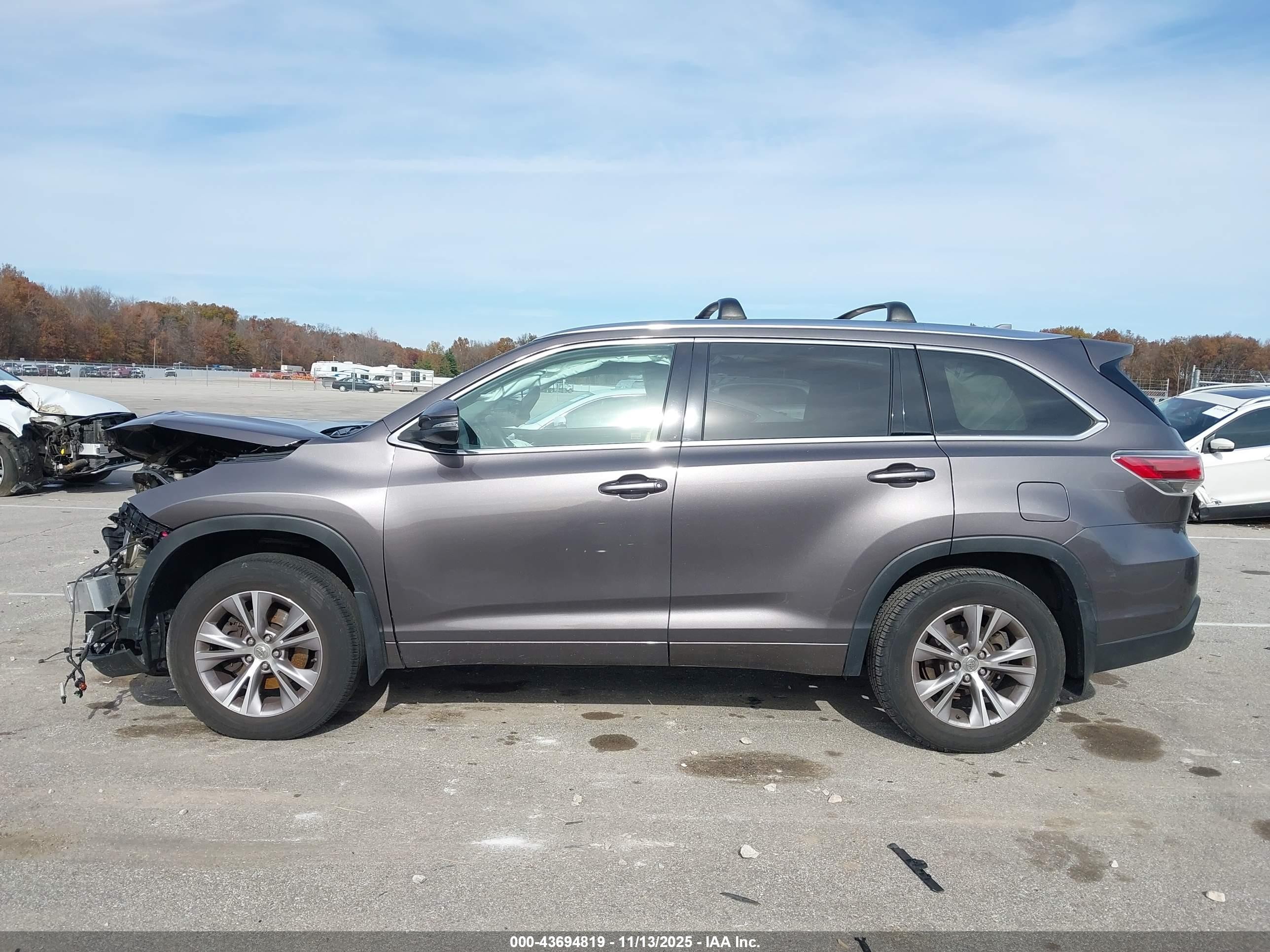2015 Toyota Highlander Xle V6 Gray vin: 5TDJKRFH6FS191946
