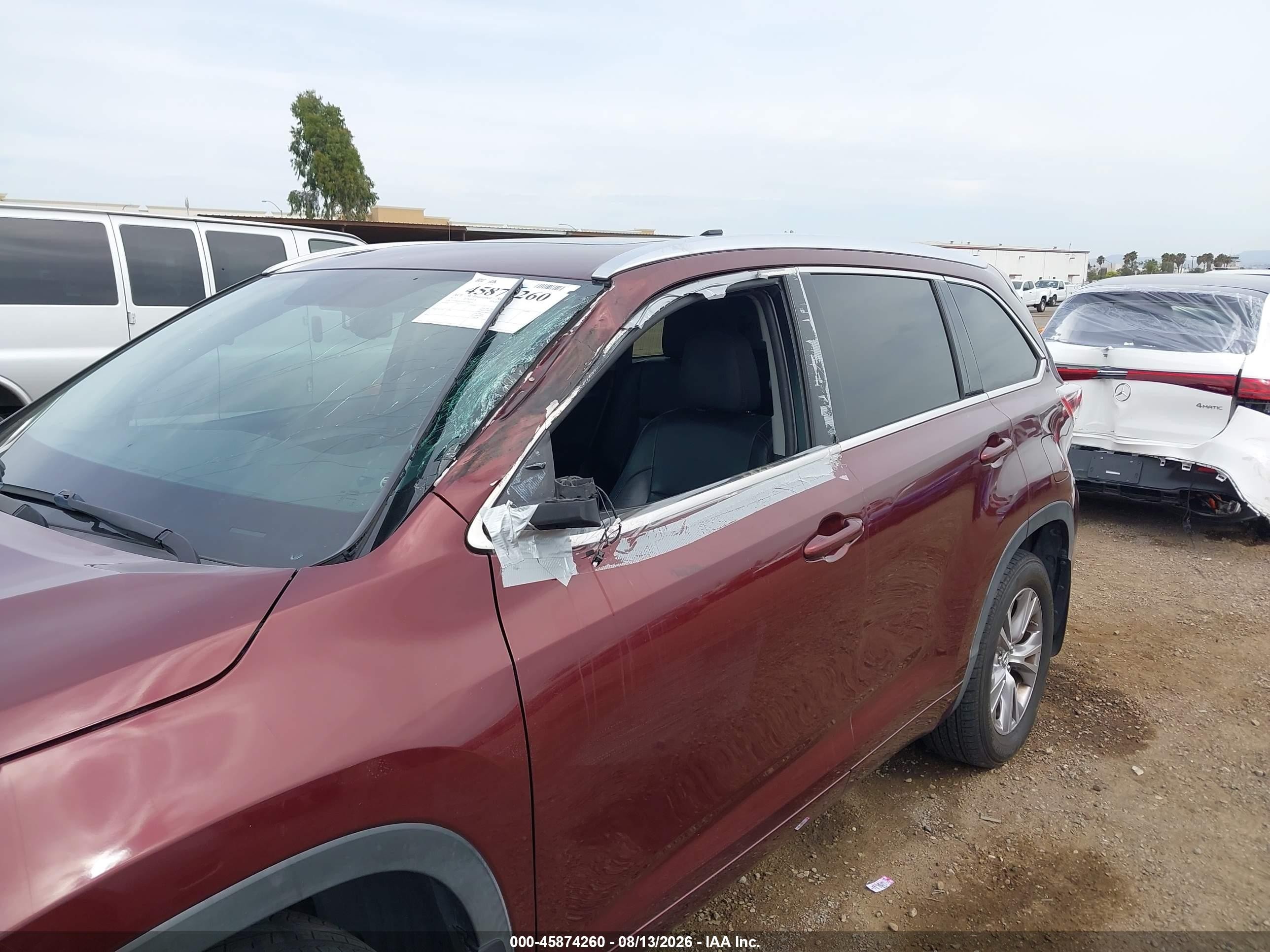 2015 Toyota Highlander Xle V6 Burgundy vin: 5TDJKRFH7FS100019