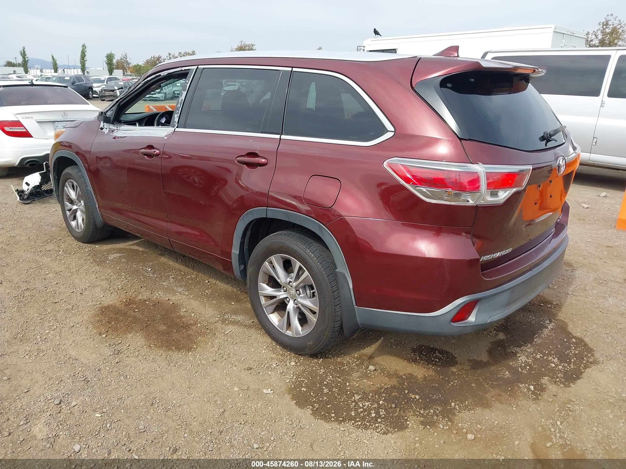 2015 Toyota Highlander Xle V6 Burgundy vin: 5TDJKRFH7FS100019