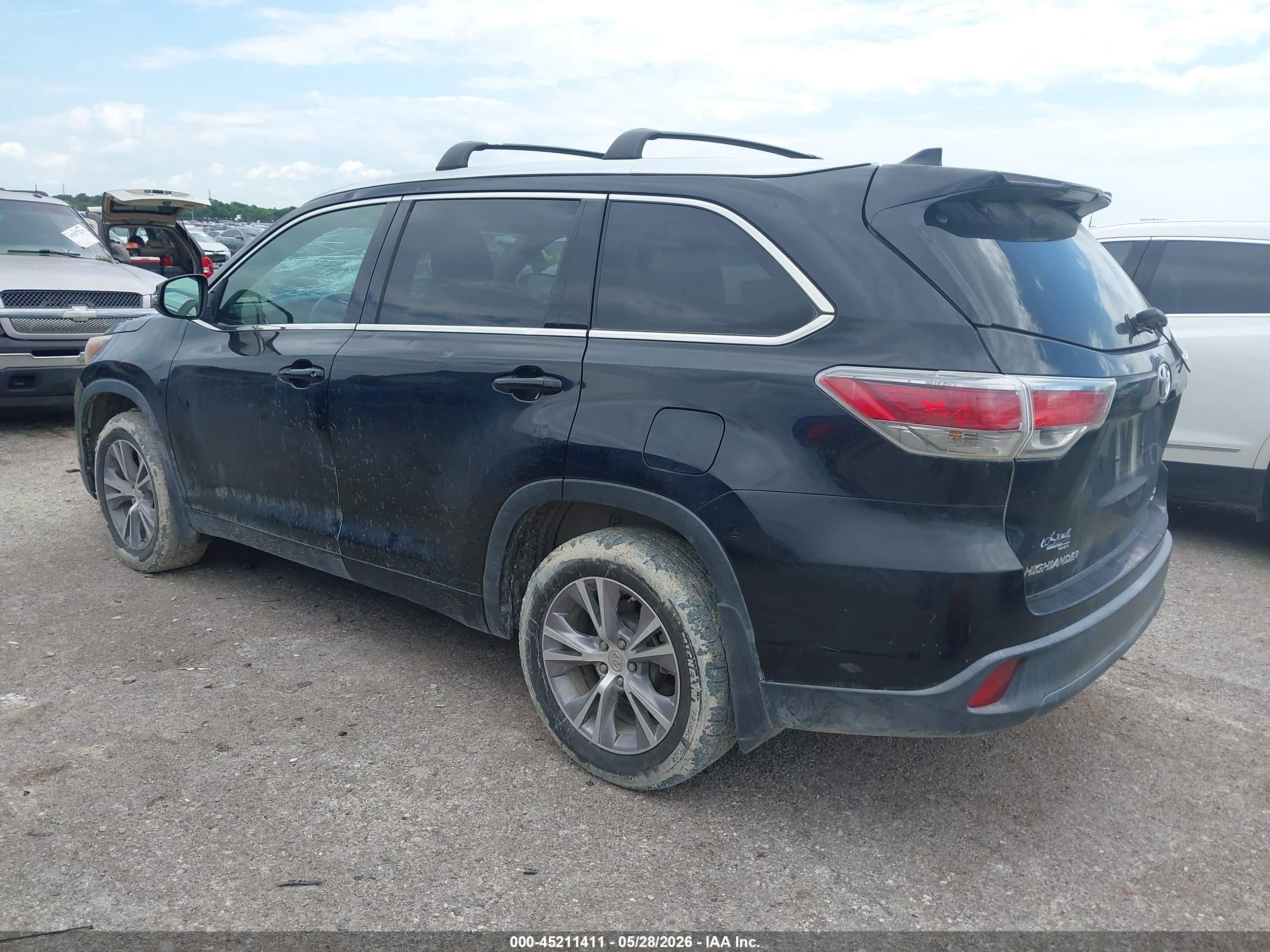 2015 Toyota Highlander Xle V6 Black vin: 5TDJKRFH7FS107407