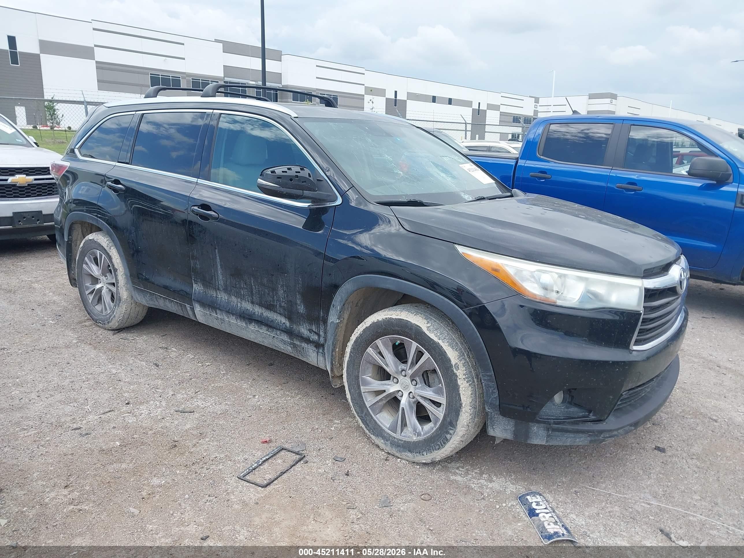 2015 Toyota Highlander Xle V6 Black vin: 5TDJKRFH7FS107407