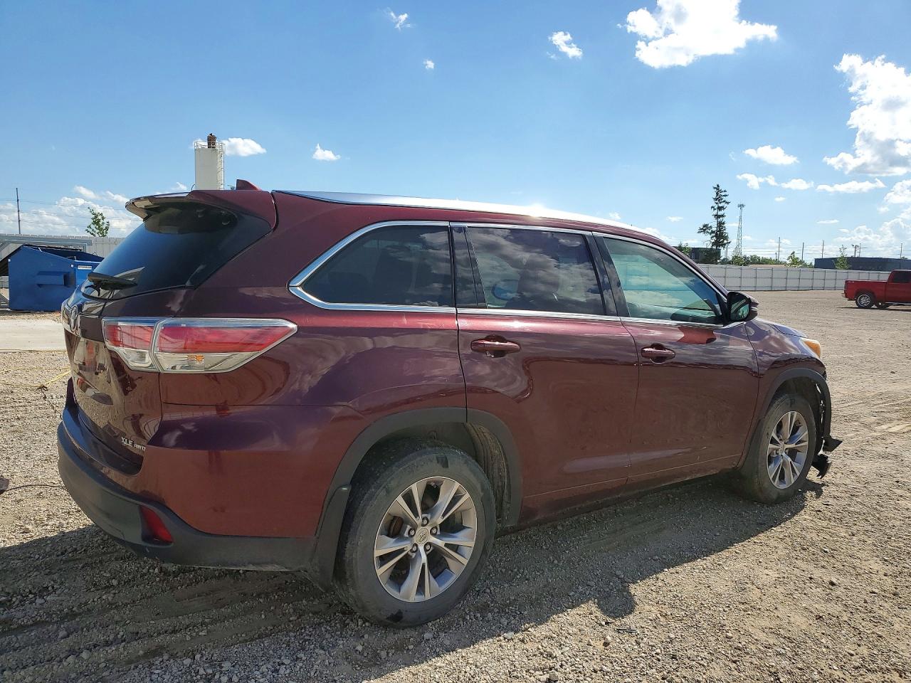 2015 Toyota Highlander Xle Burgundy vin: 5TDJKRFH7FS109321