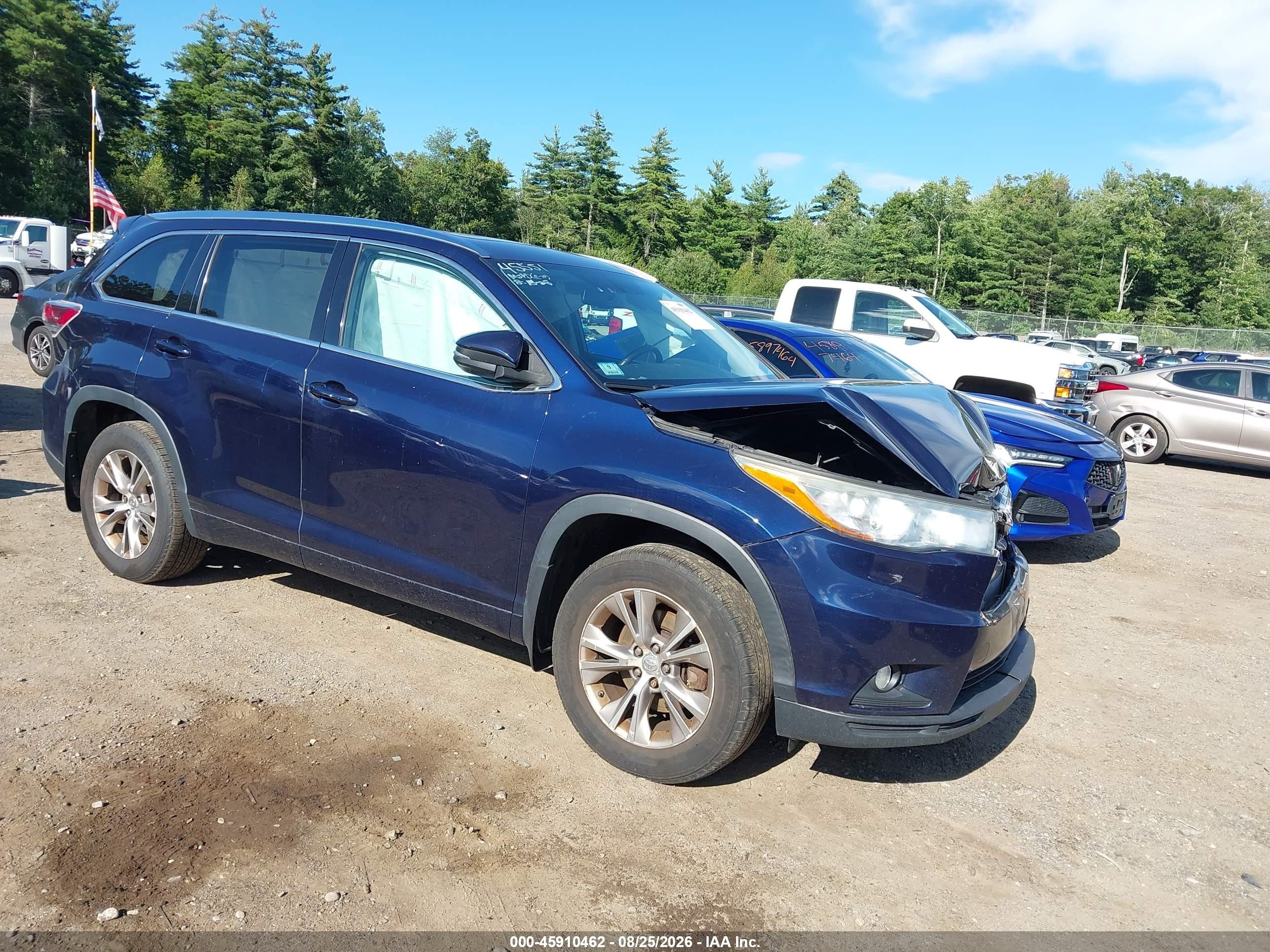 2015 Toyota Highlander Xle V6 Dark Blue vin: 5TDJKRFH7FS158793