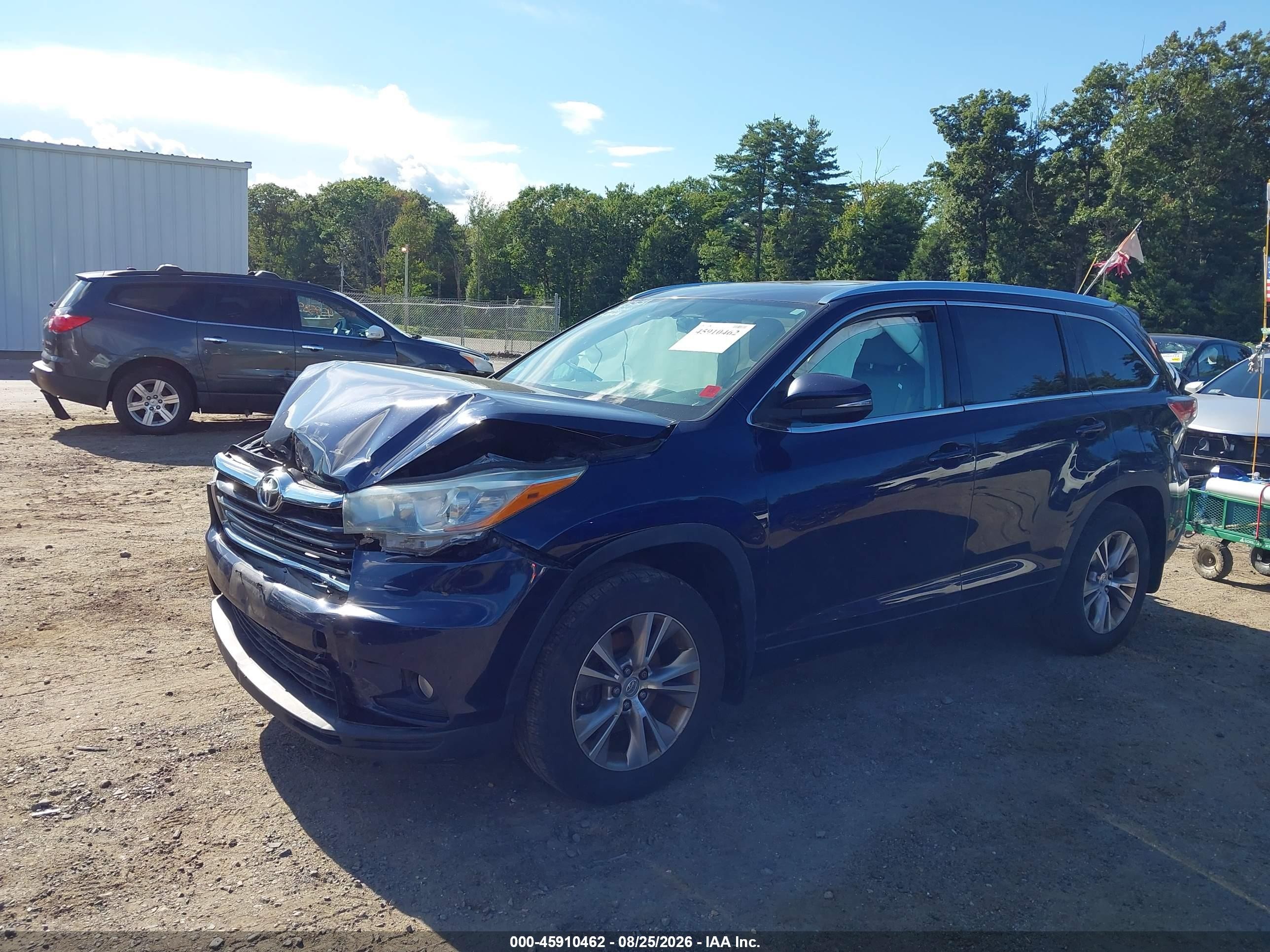 2015 Toyota Highlander Xle V6 Dark Blue vin: 5TDJKRFH7FS158793