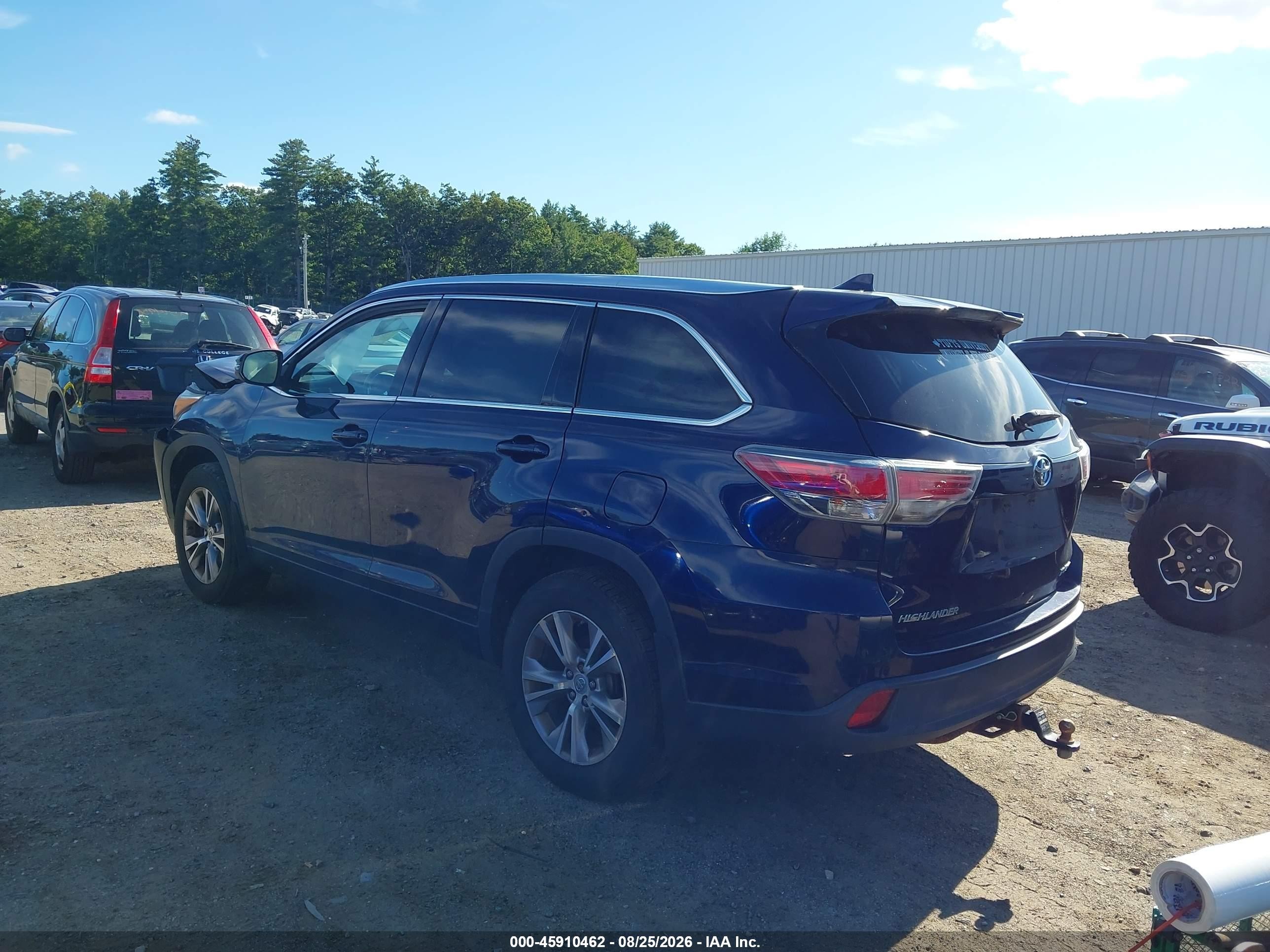 2015 Toyota Highlander Xle V6 Dark Blue vin: 5TDJKRFH7FS158793