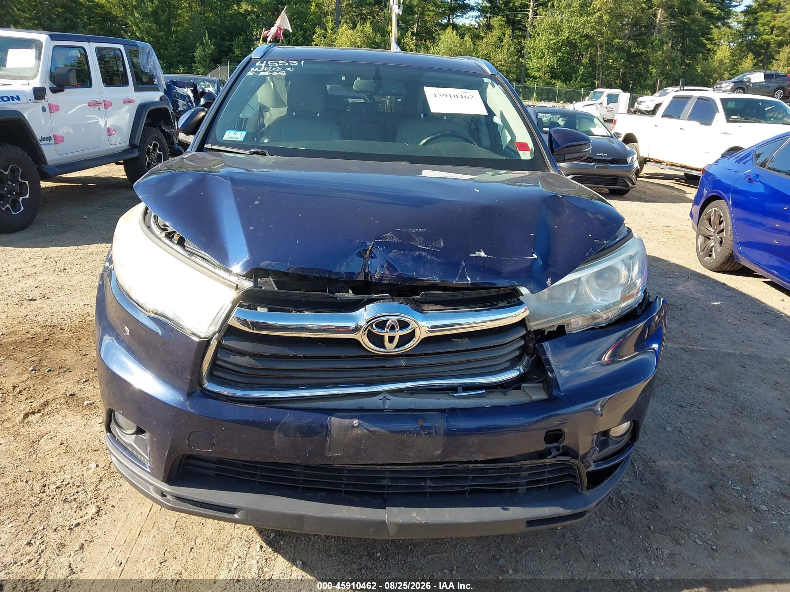 2015 Toyota Highlander Xle V6 Dark Blue vin: 5TDJKRFH7FS158793