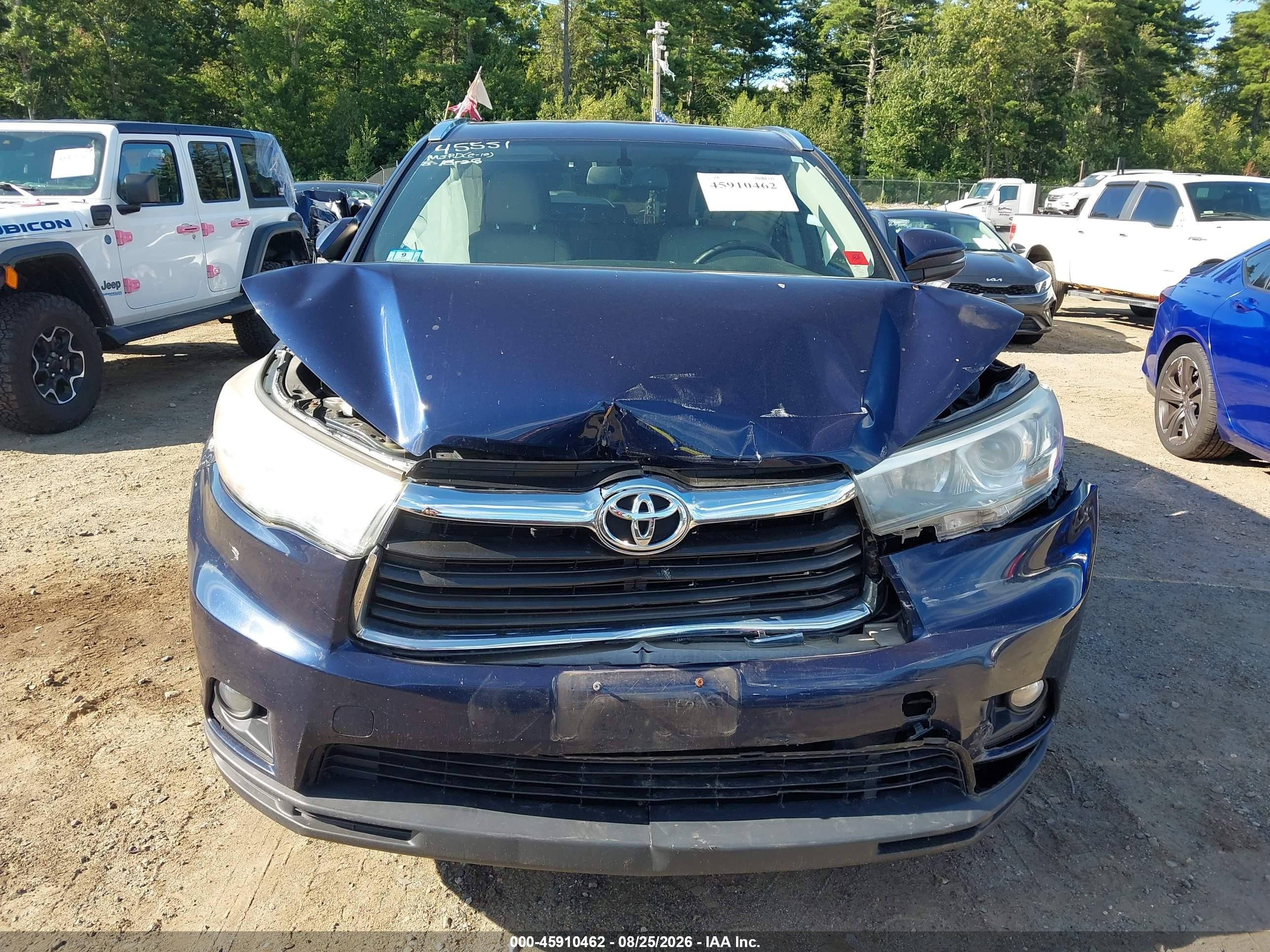 2015 Toyota Highlander Xle V6 Dark Blue vin: 5TDJKRFH7FS158793