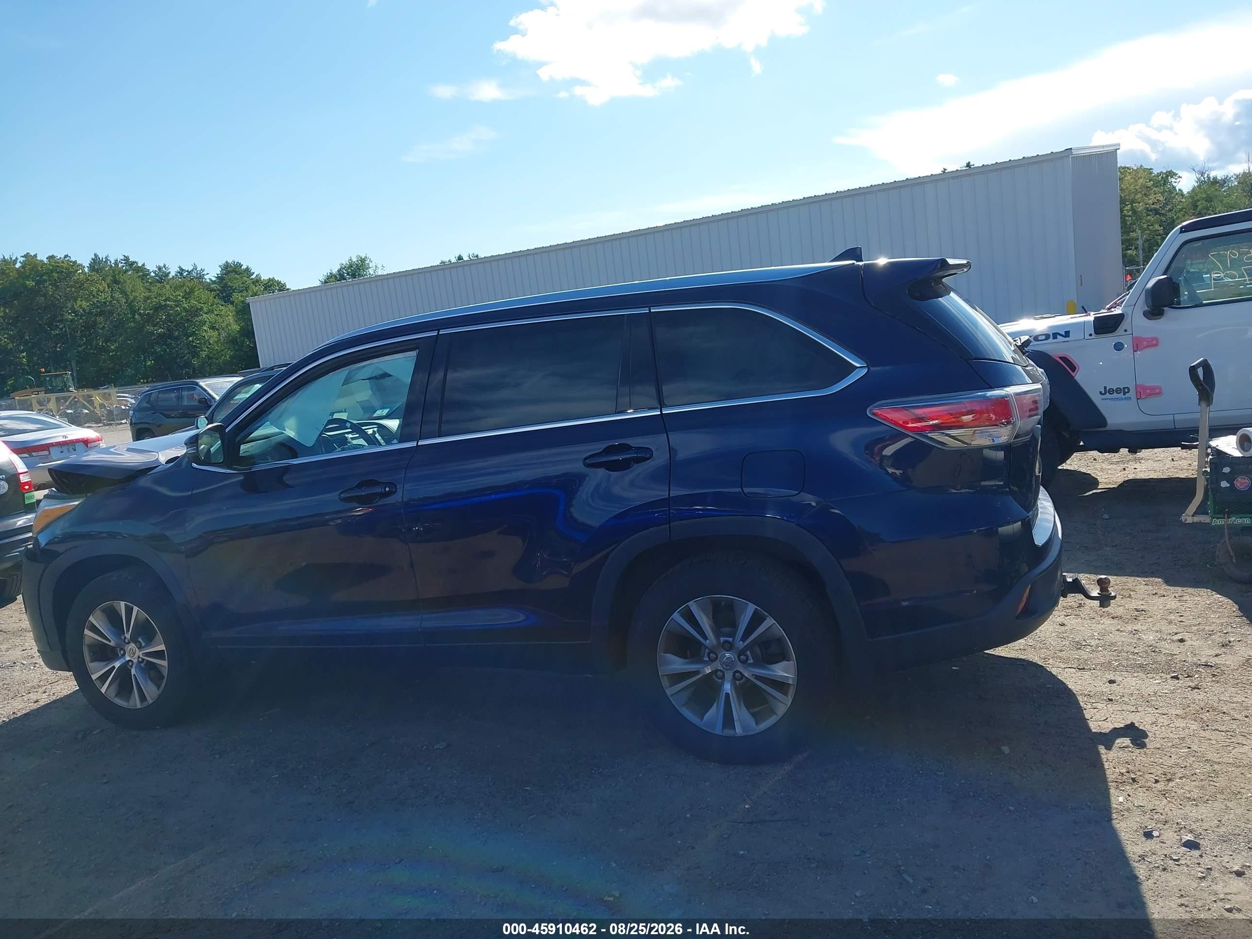 2015 Toyota Highlander Xle V6 Dark Blue vin: 5TDJKRFH7FS158793