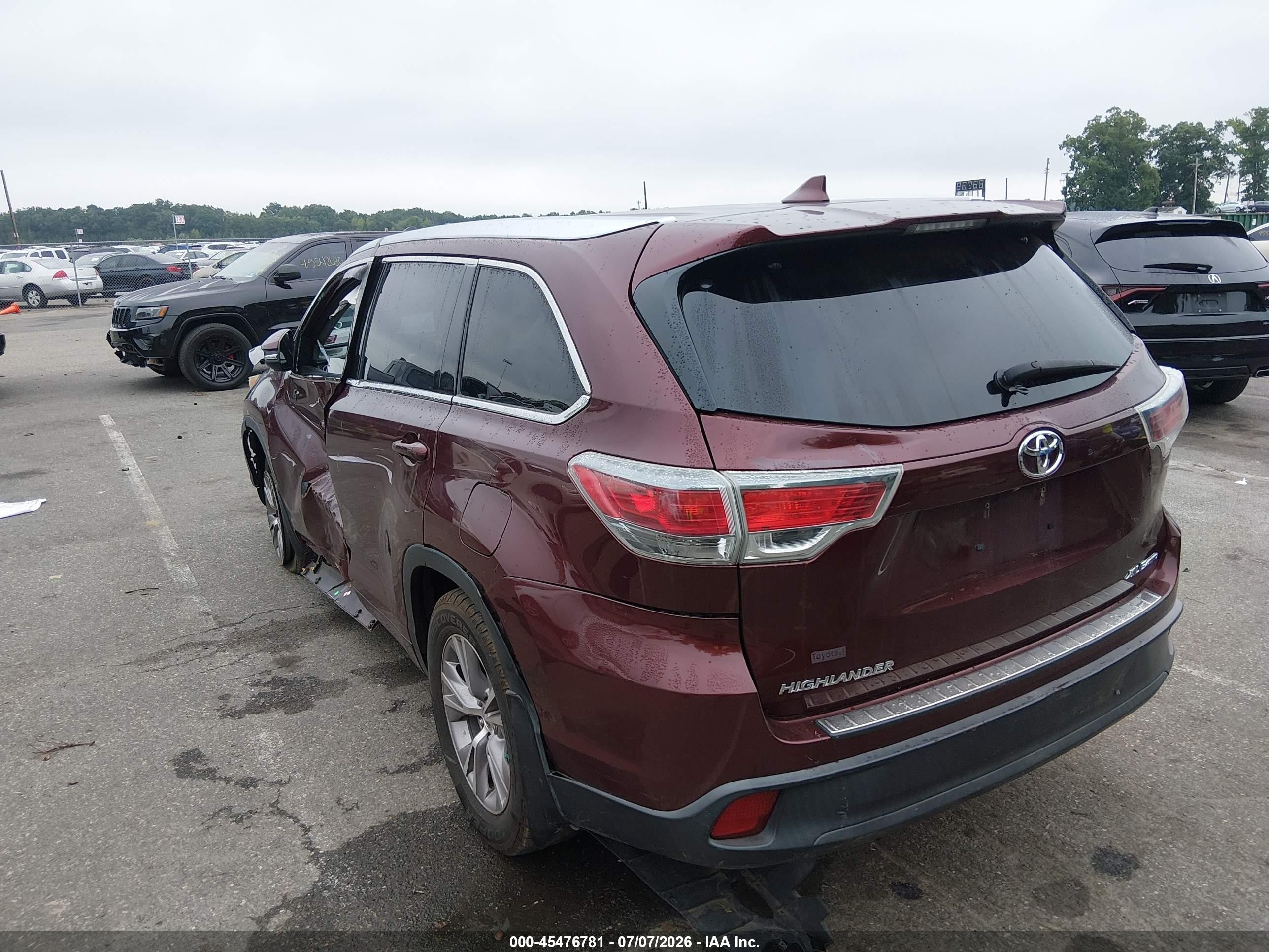 2015 Toyota Highlander Xle Red vin: 5TDJKRFH7FS178266