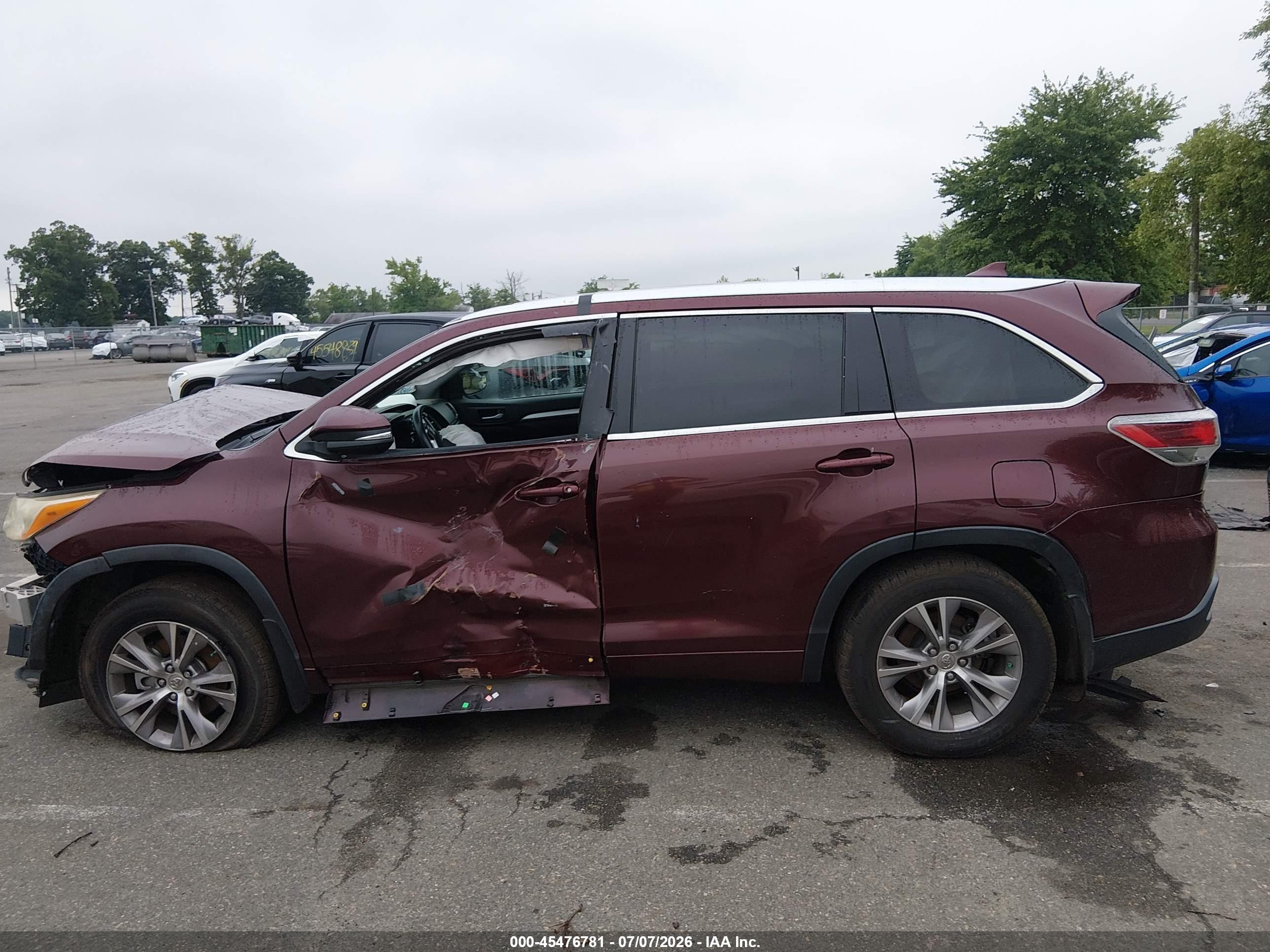 2015 Toyota Highlander Xle Red vin: 5TDJKRFH7FS178266