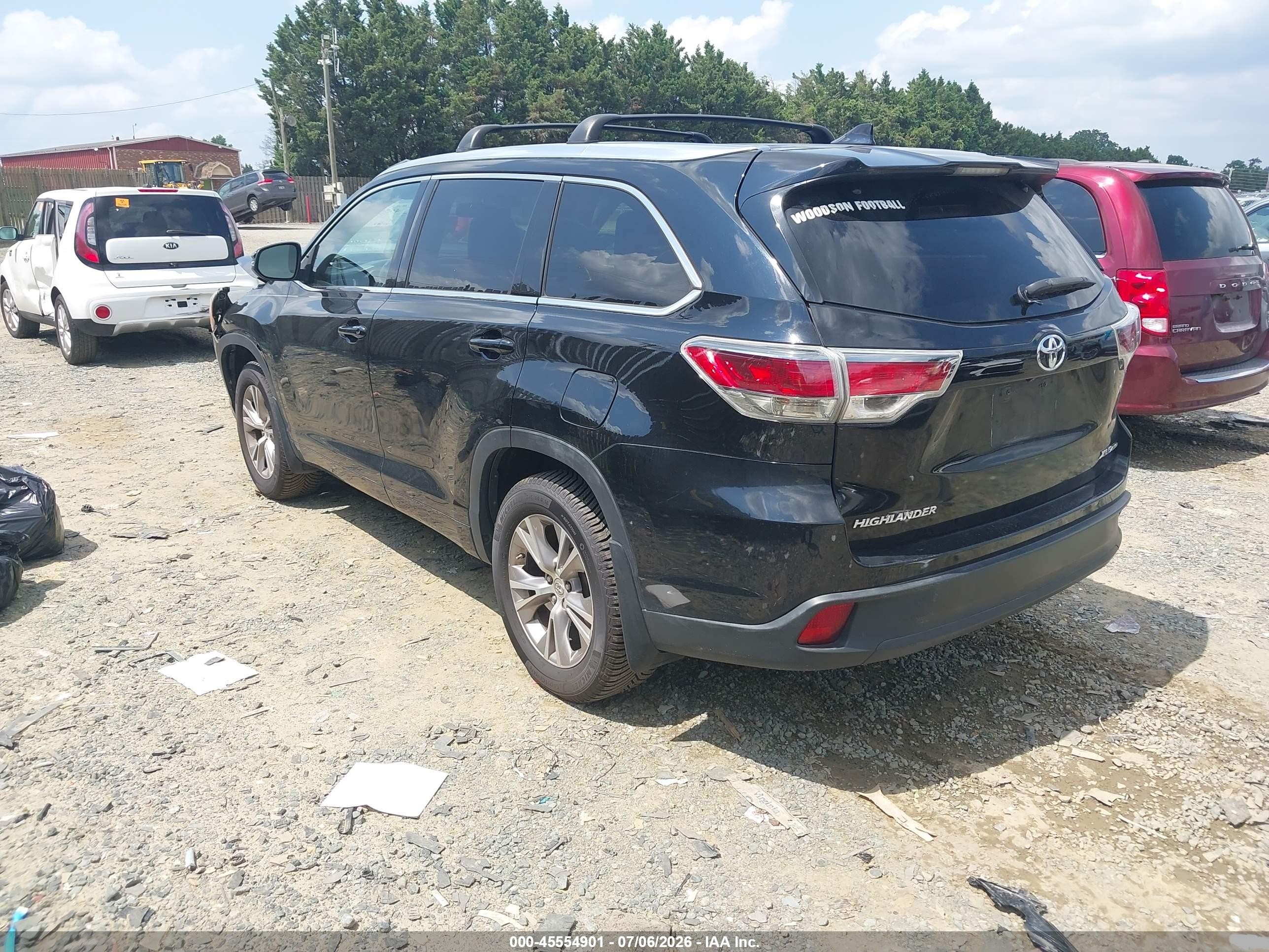 2015 Toyota Highlander Xle V6 Black vin: 5TDJKRFH7FS182821