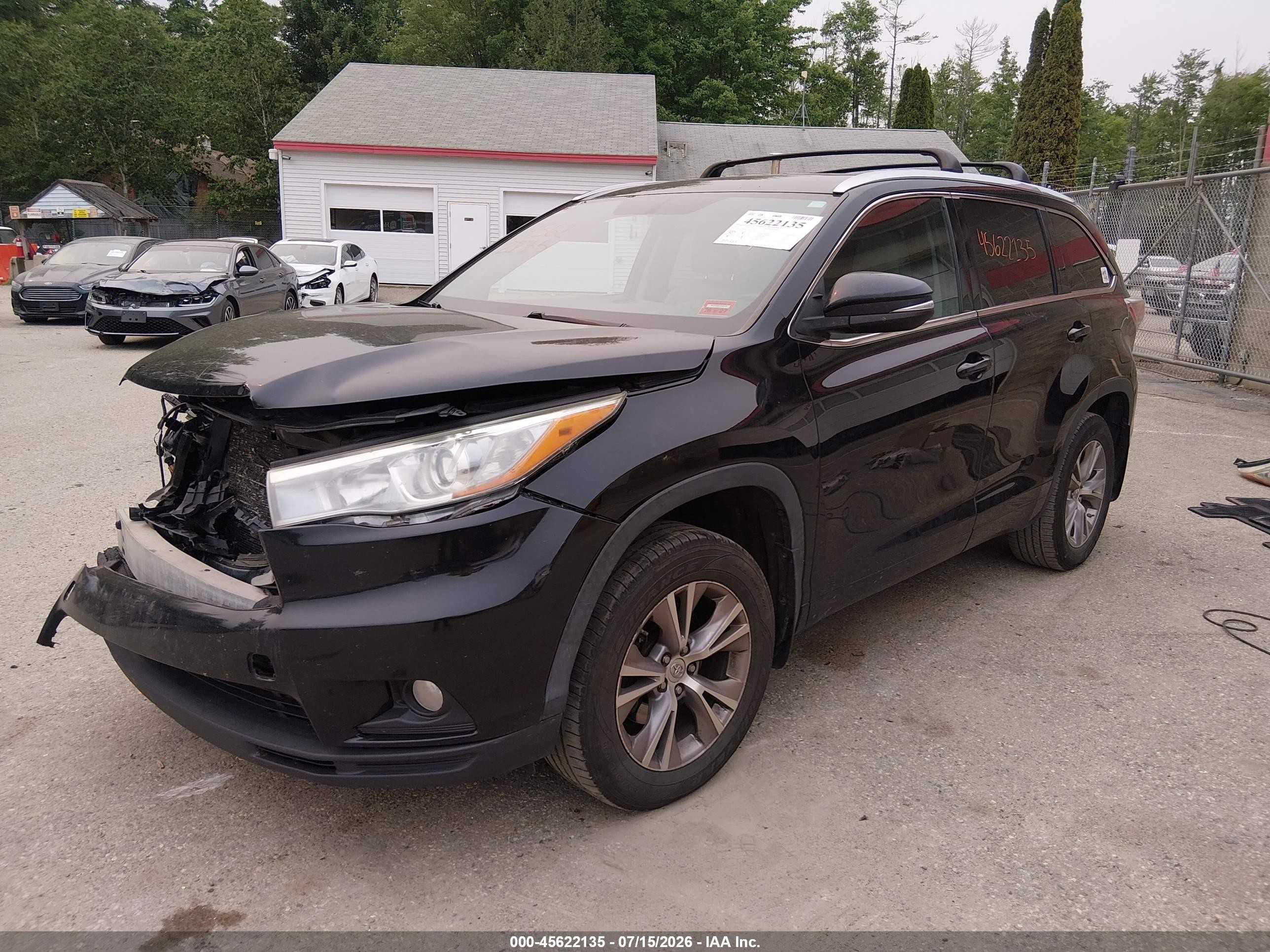 2015 Toyota Highlander Xle V6 Black vin: 5TDJKRFH7FS214022