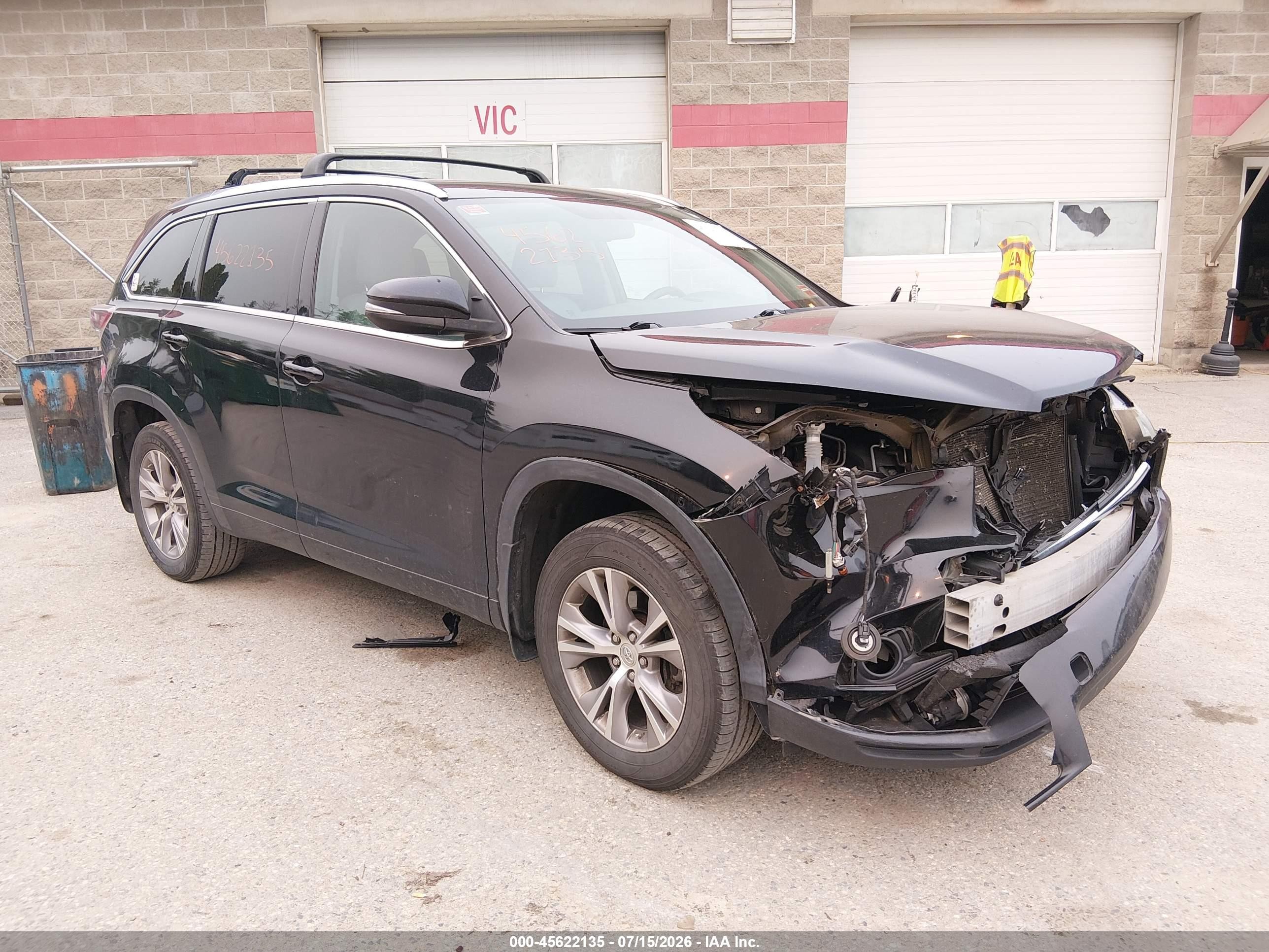 2015 Toyota Highlander Xle V6 Black vin: 5TDJKRFH7FS214022