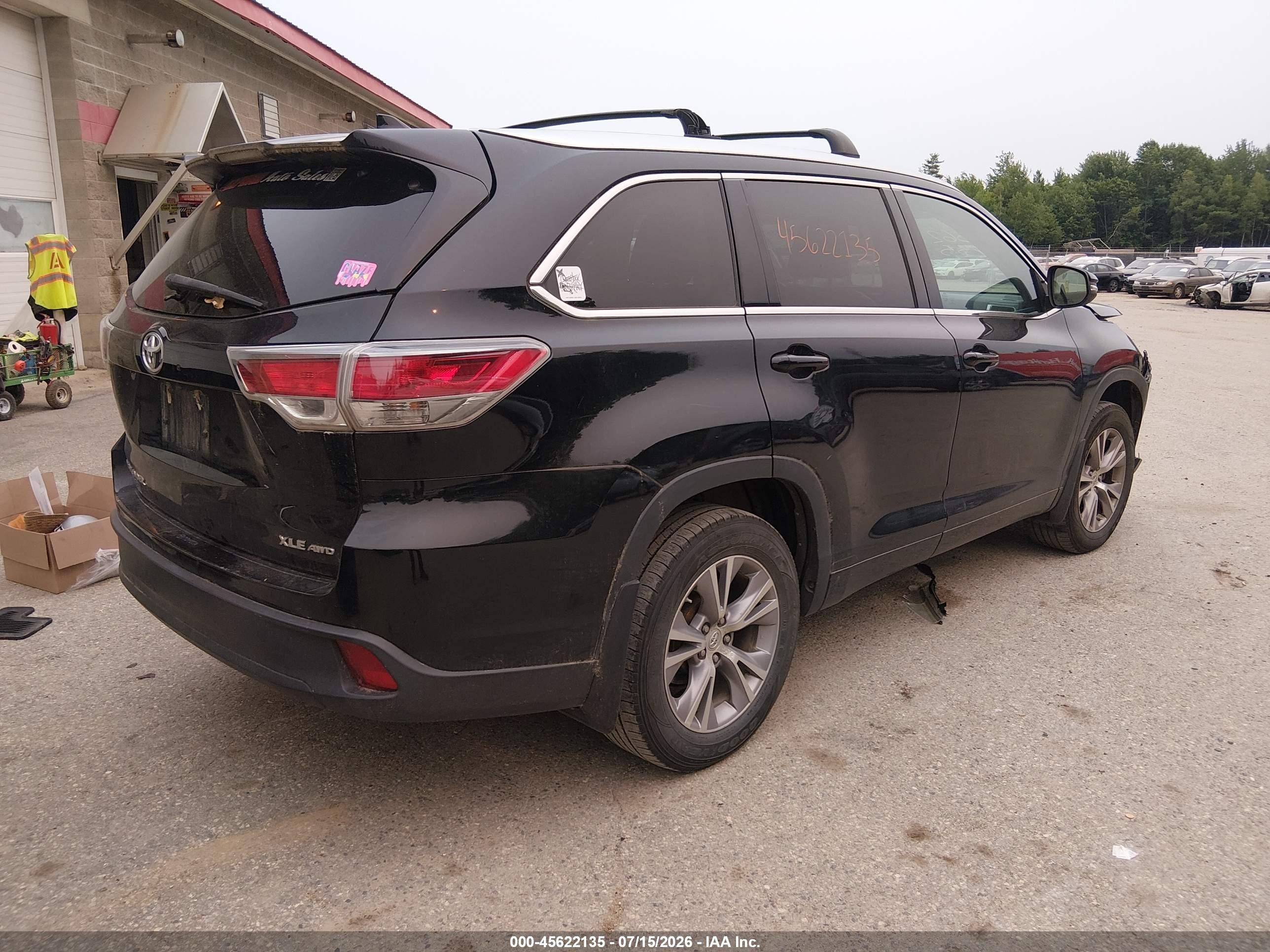 2015 Toyota Highlander Xle V6 Black vin: 5TDJKRFH7FS214022
