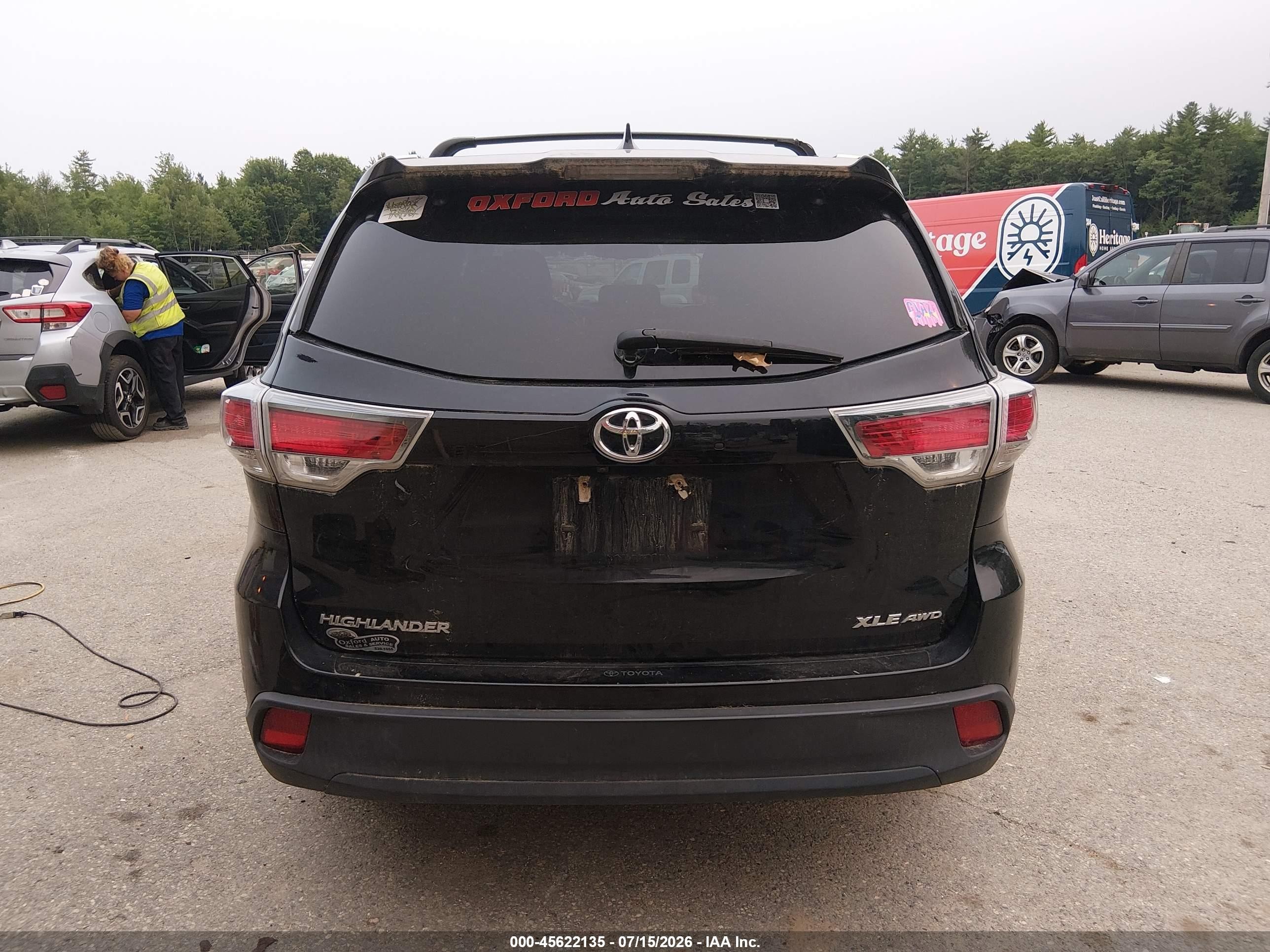 2015 Toyota Highlander Xle V6 Black vin: 5TDJKRFH7FS214022