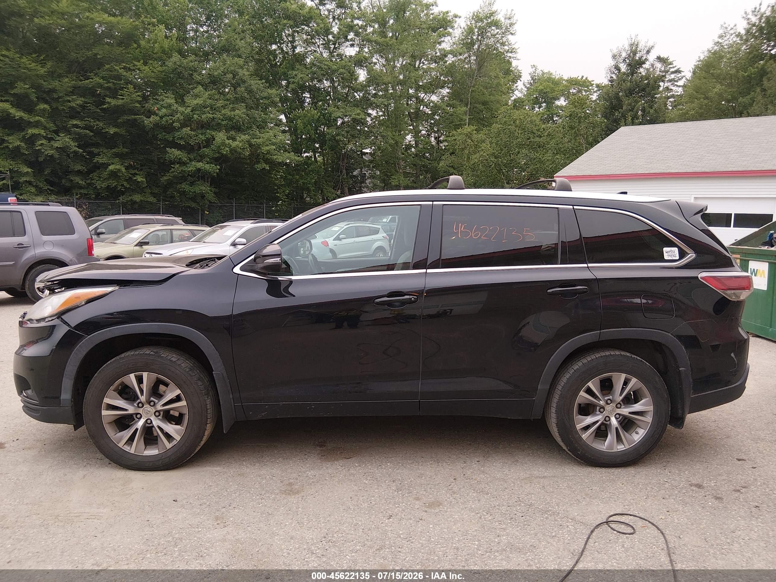 2015 Toyota Highlander Xle V6 Black vin: 5TDJKRFH7FS214022