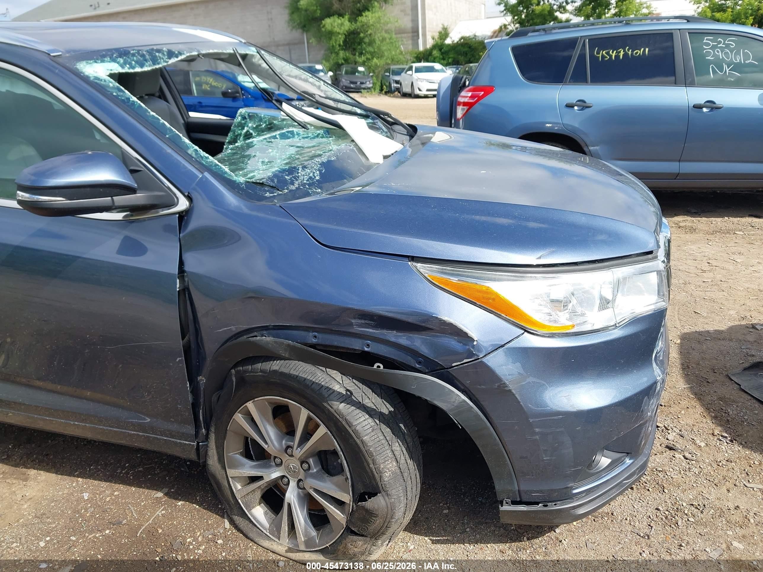 2014 Toyota Highlander Xle V6 Синий vin: 5TDJKRFH8ES027953