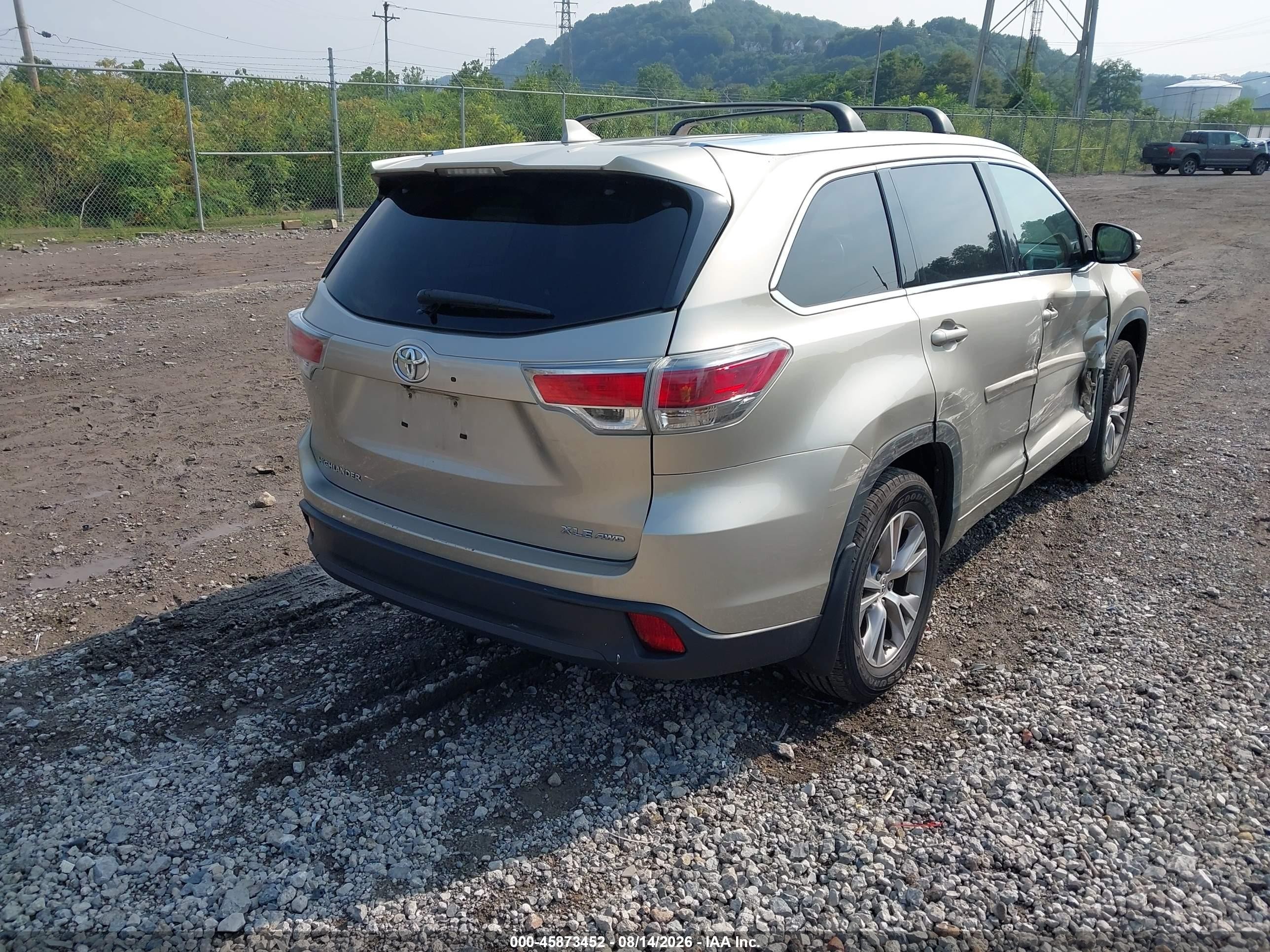 2014 Toyota Highlander Xle V6 Tan vin: 5TDJKRFH8ES055607