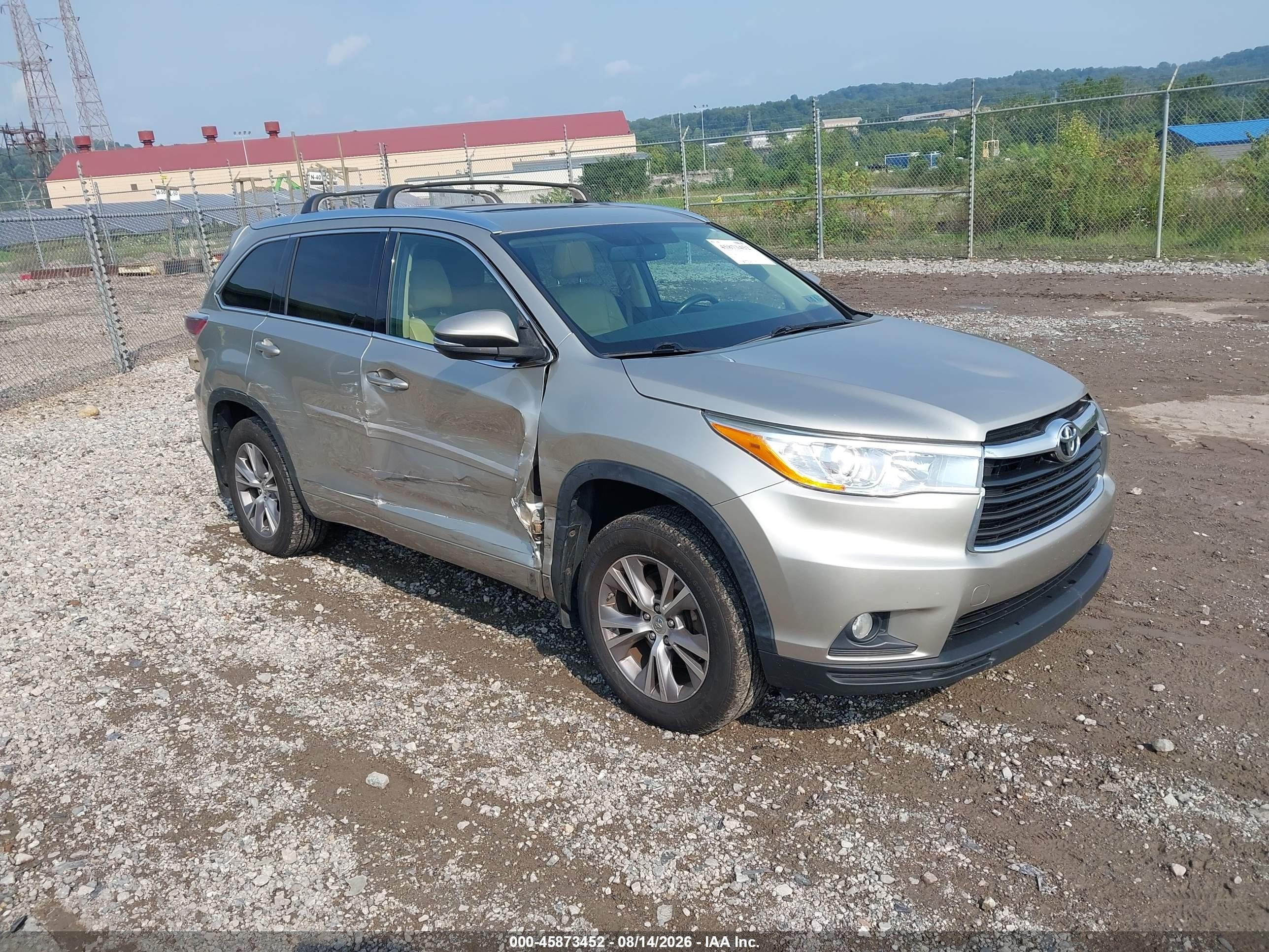 2014 Toyota Highlander Xle V6 Tan vin: 5TDJKRFH8ES055607