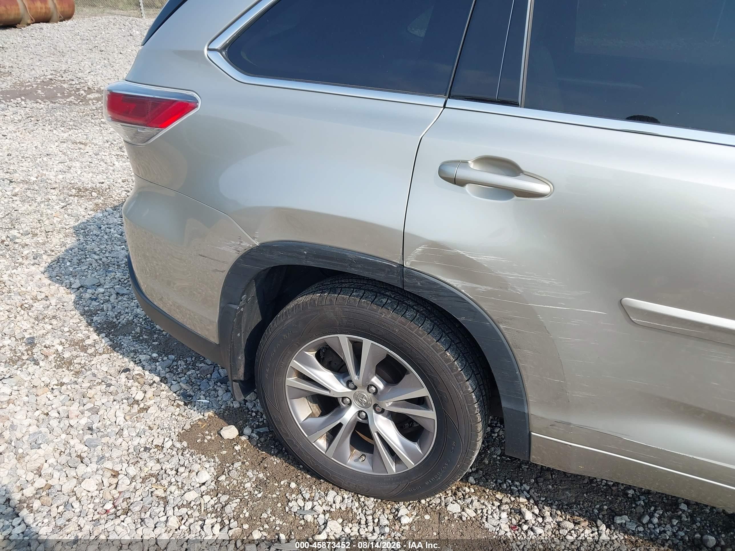 2014 Toyota Highlander Xle V6 Tan vin: 5TDJKRFH8ES055607