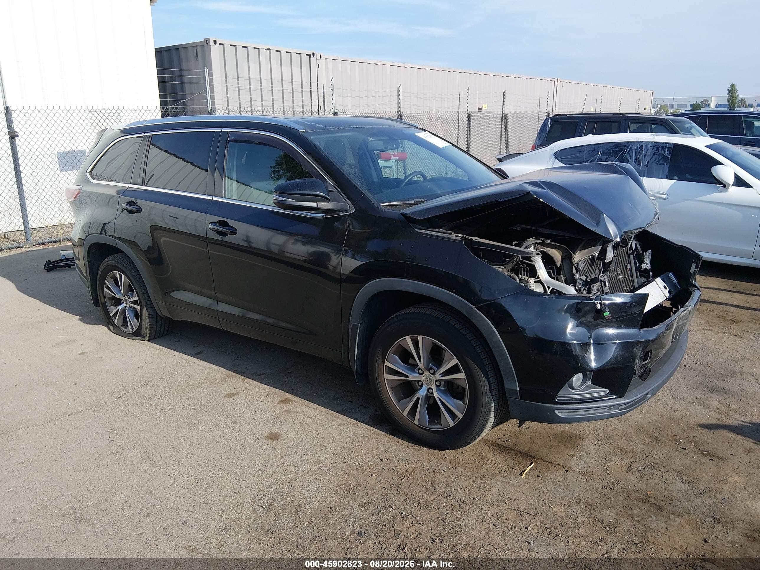 2015 Toyota Highlander Xle V6 Black vin: 5TDJKRFH8FS105553