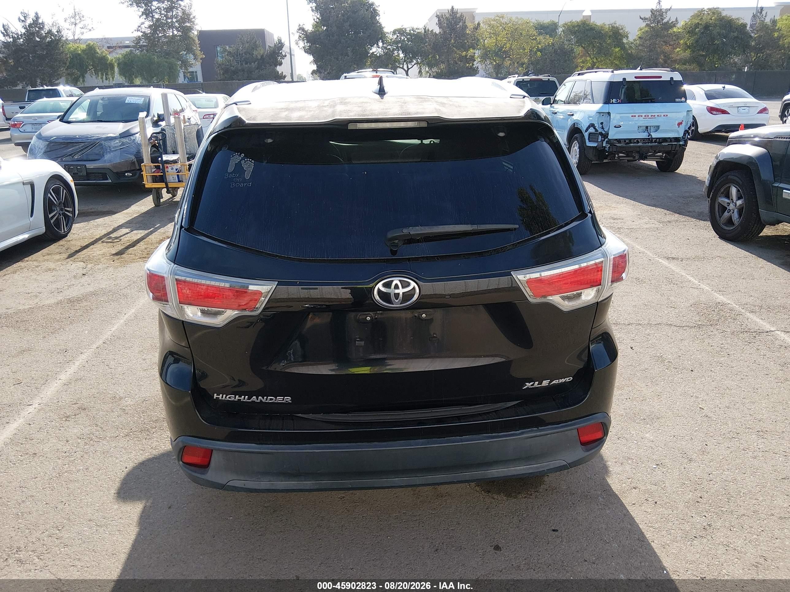 2015 Toyota Highlander Xle V6 Black vin: 5TDJKRFH8FS105553